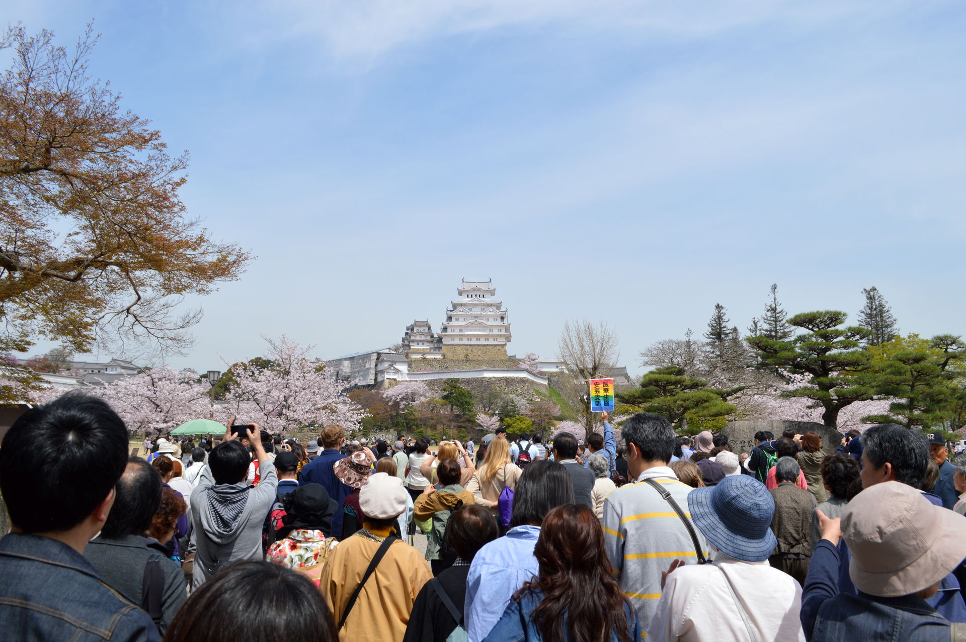 Throngs of people walking towards Himeji Castle, Himeji, 2016