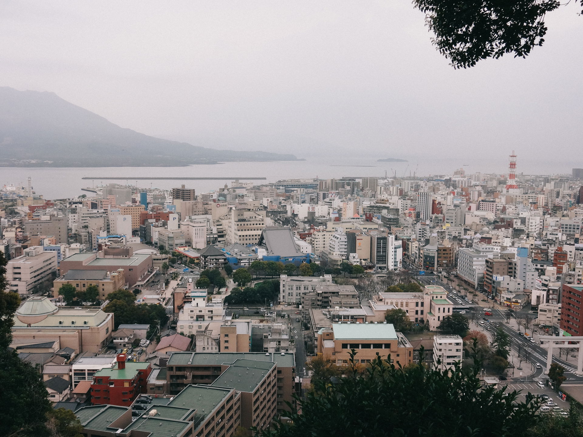 Cityscape of Kagoshima City, with Kagoshima Bay in the backgrou…