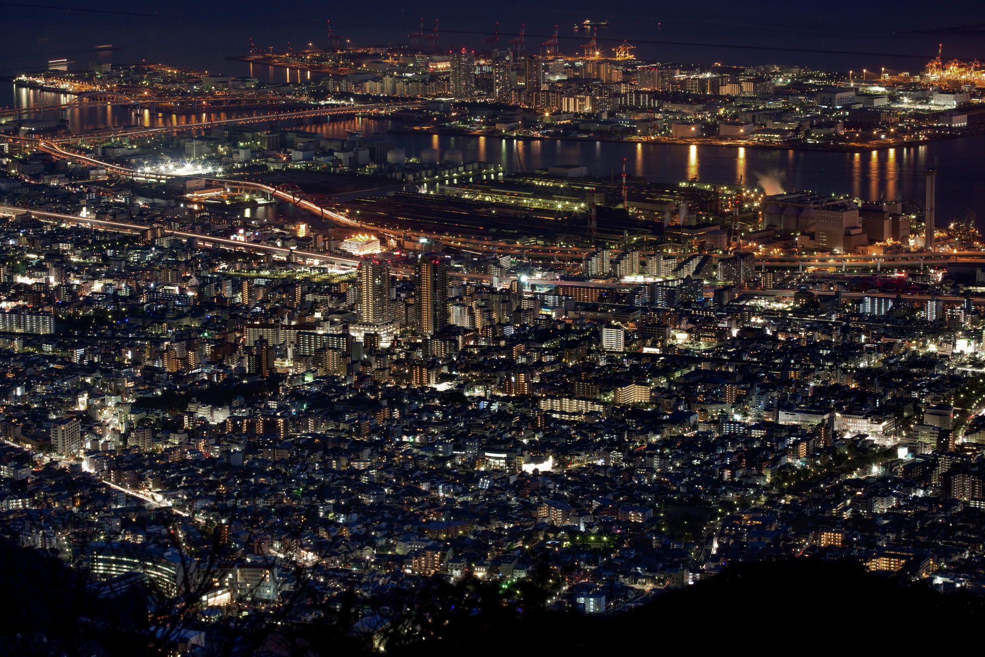Night view of Rokkō Island and Higashinada-ku, Kobe, Japan from…