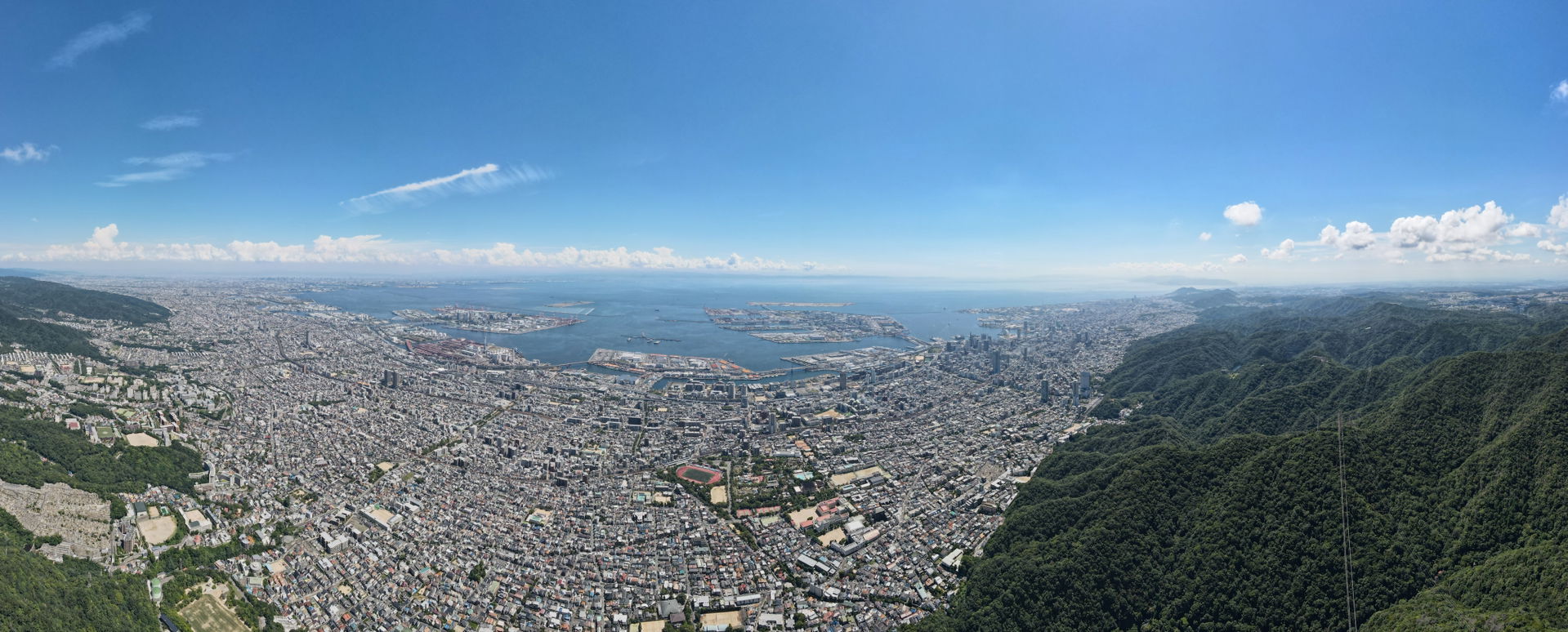 Panoramic shot of the city of Kobe and the Osaka Bay Area as vi…