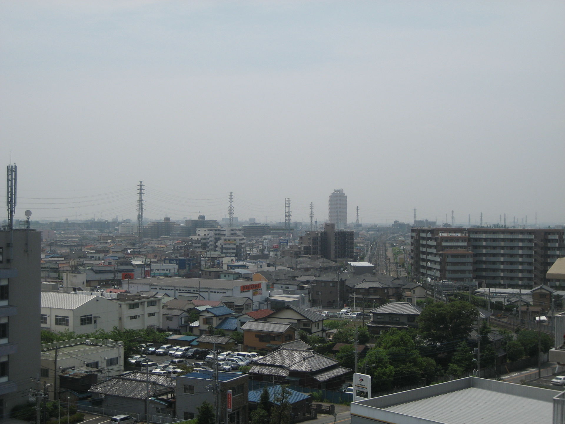 越谷市上空北越谷駅方面