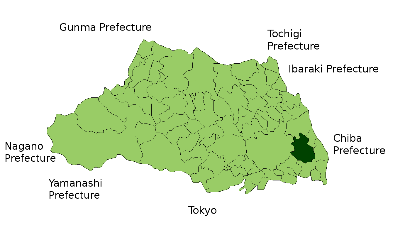 Location Map of Koshigaya in Saitama Prefecture, Japan