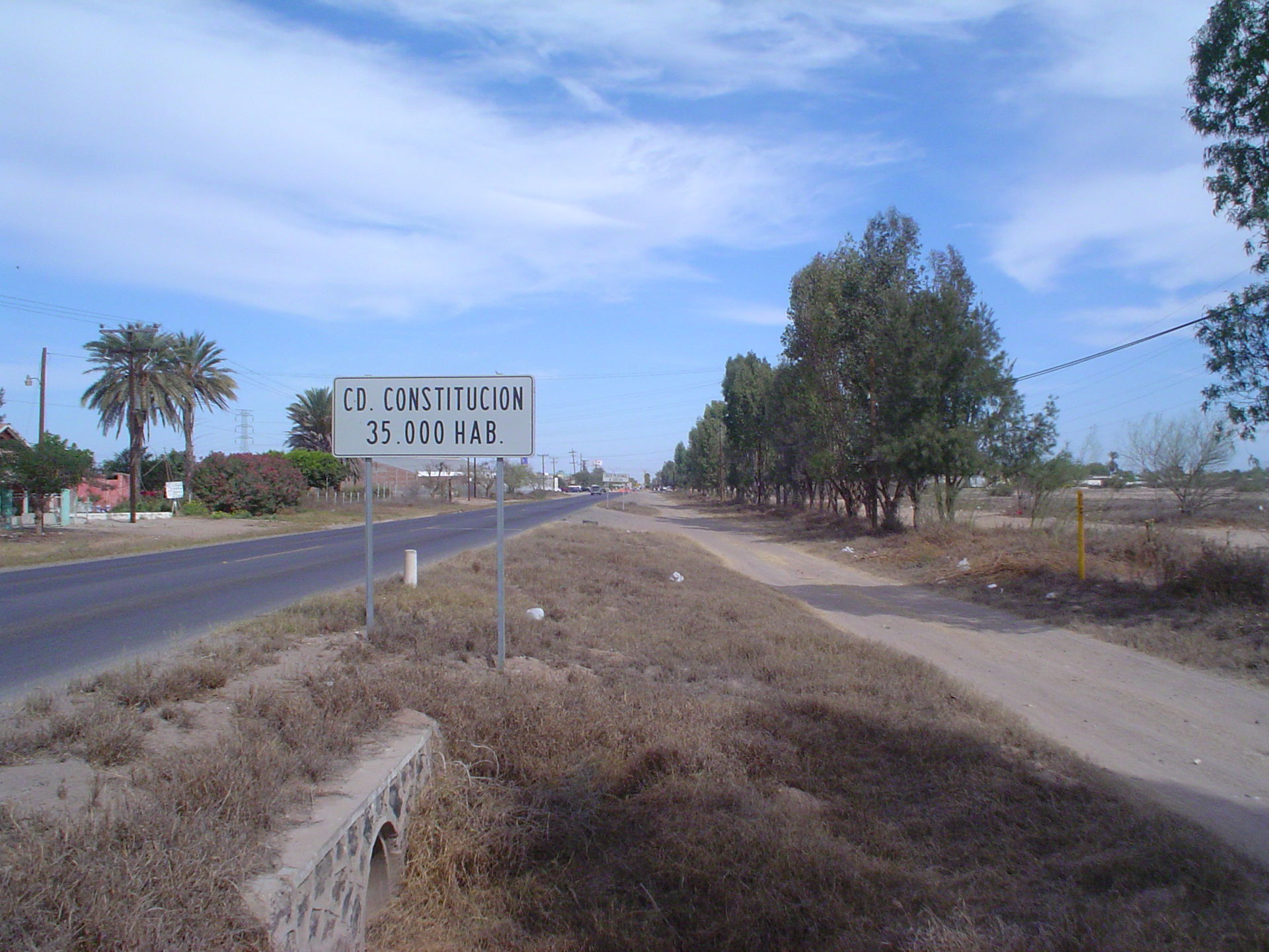 Ciudad Constitution sign on Mexico 1 highway, south side of tow…
