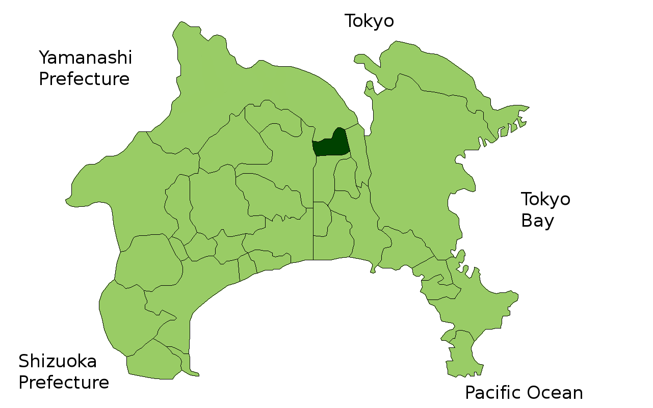 Location Map of Zama in Kanagawa Prefecture, Japan