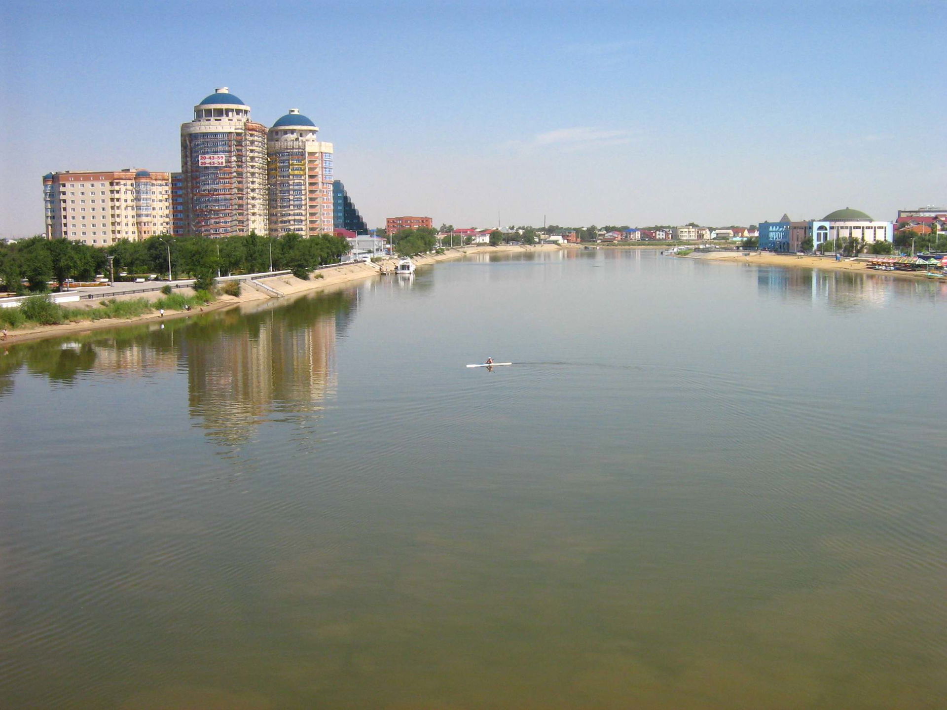 Ural river in the Atyrau city (Kazakhstan)