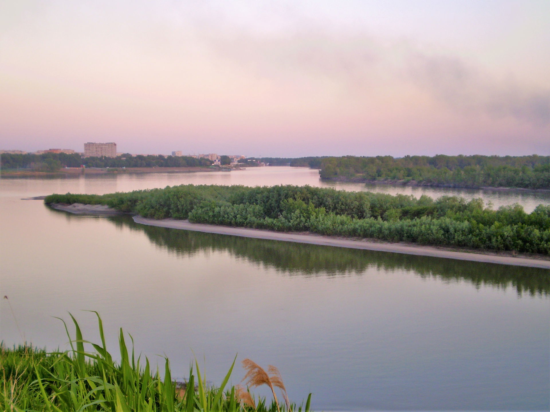 View at the Irtysh river from the Pavlodar city riverside. May …