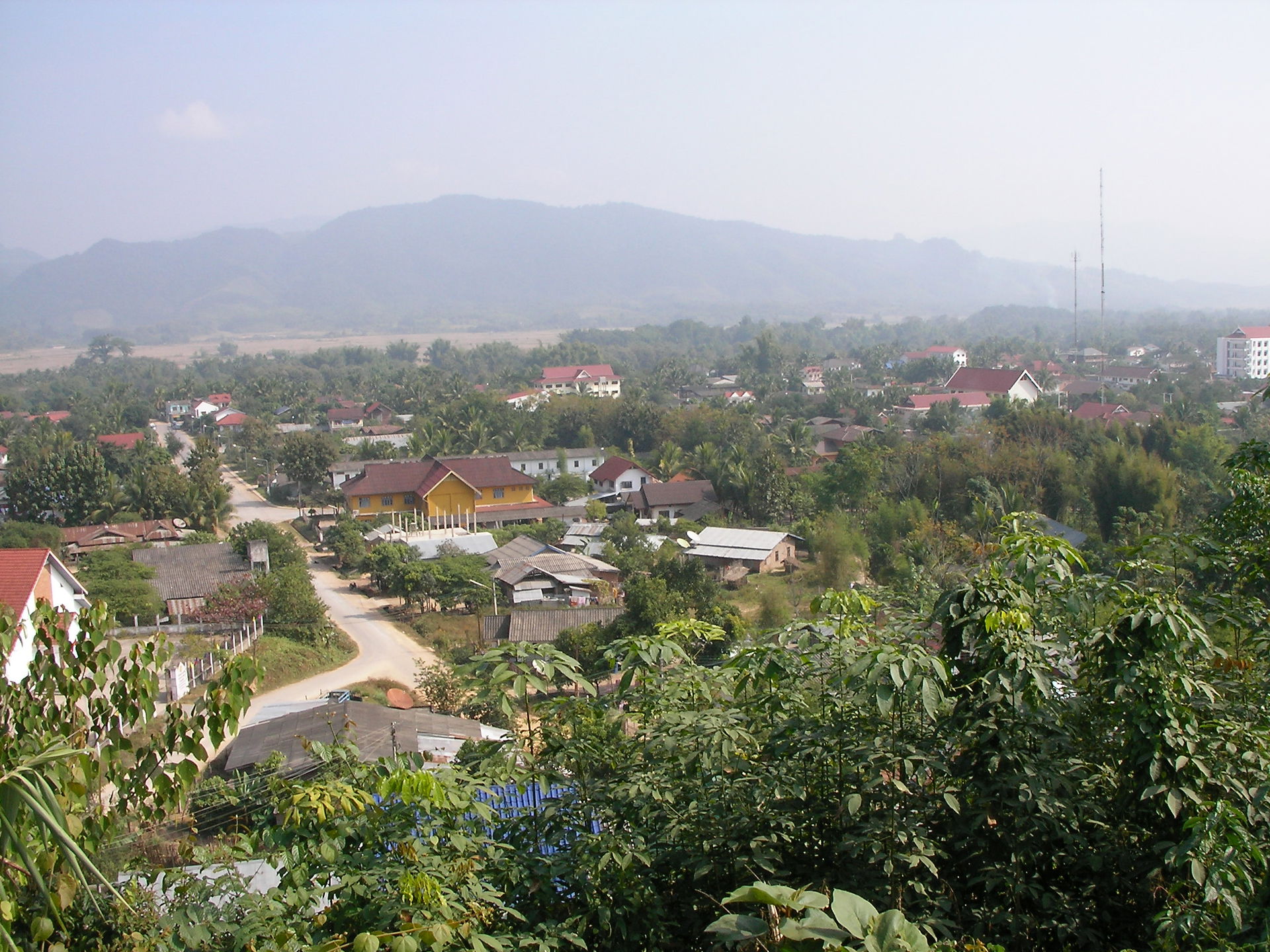 View of northern area of Luang Namtha, Laos, from the northwest