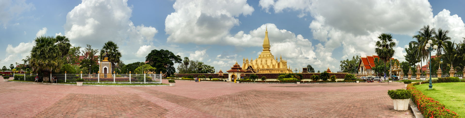 Pha That Luang stupa (center), the national symbol of Laos, and…