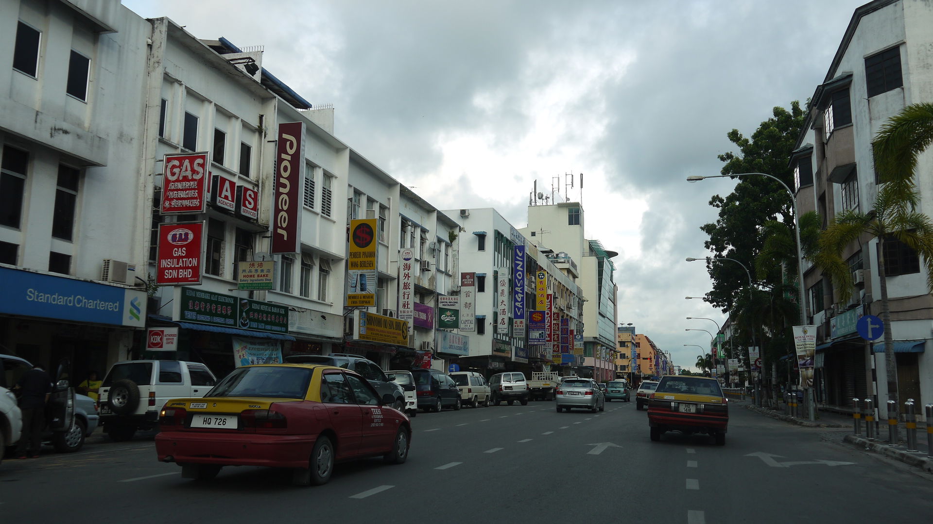Downtown Bintulu, at the heart of the commercial district.