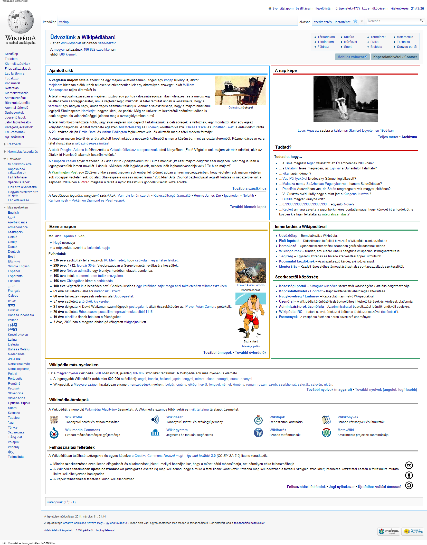 Bolondos kezdőlap 2011. április 1-én