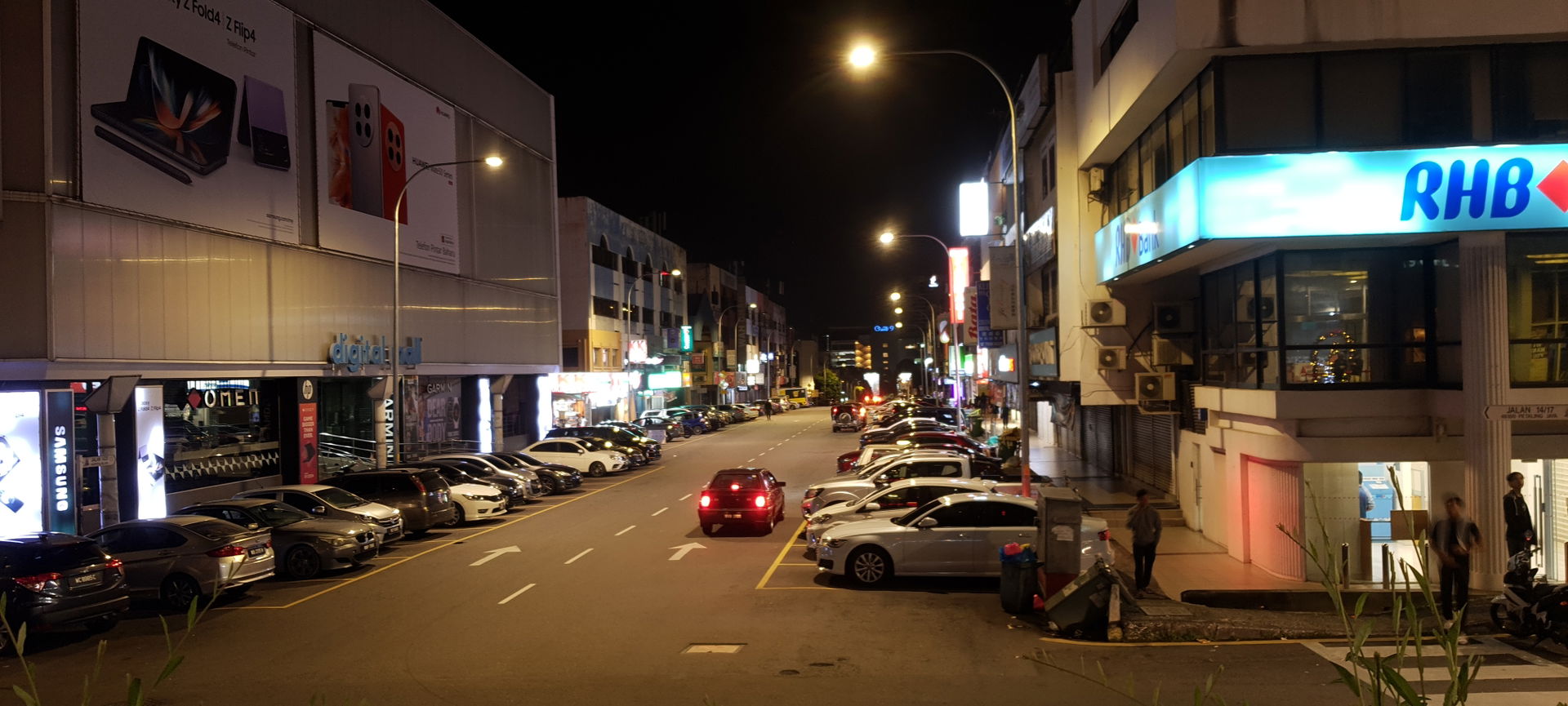 A night time view of the commercial area in Seksyen 14 Petaling…