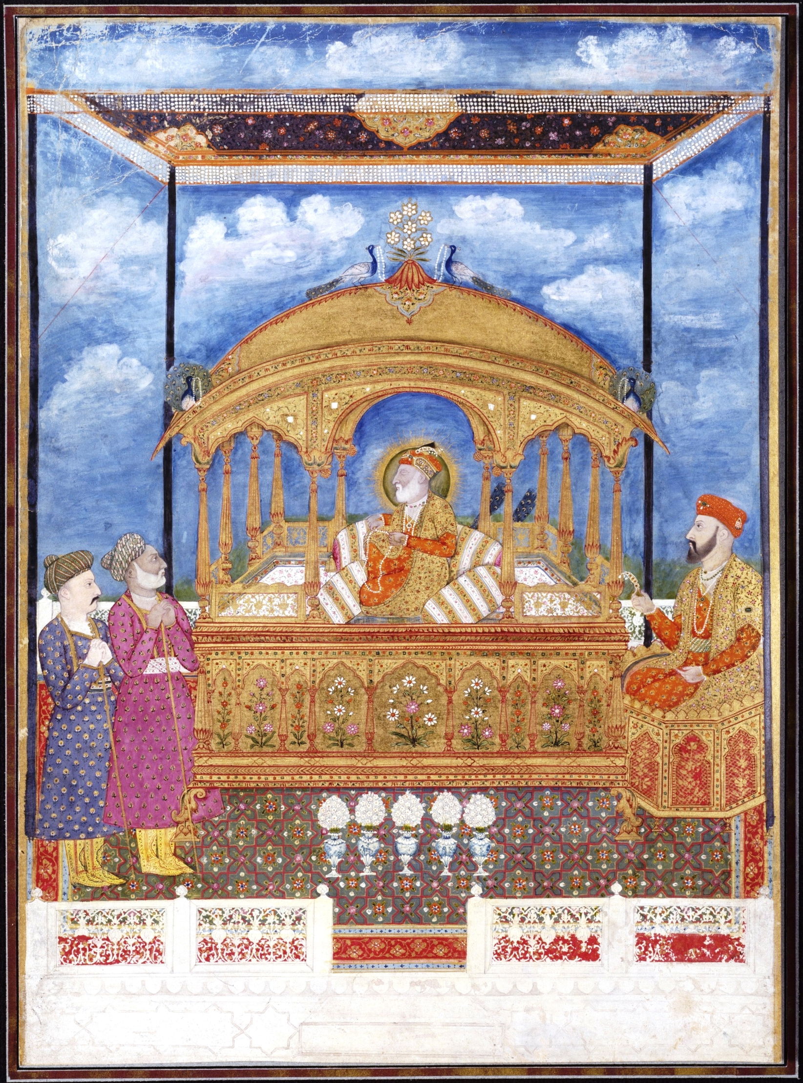 Shah Alam II (reigned 1759–1806) seated on a golden throne in D…