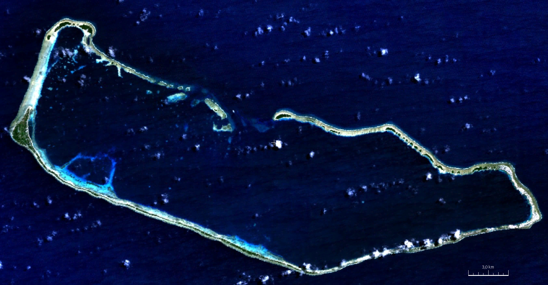 visible color satellite image of Majuro Atoll, Marshall Islands…