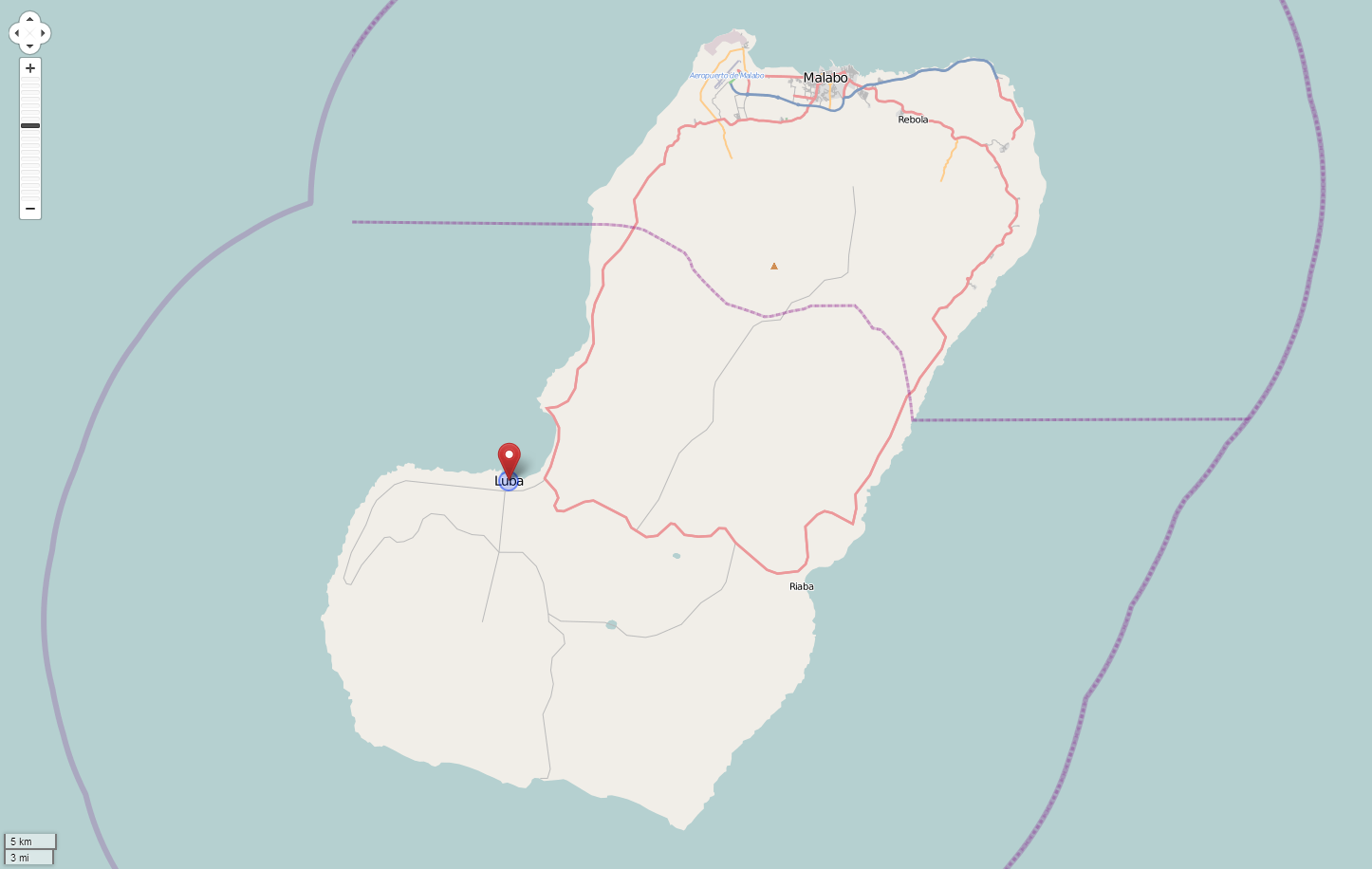 OpenStreetMap map of Luba on the island of Bioko