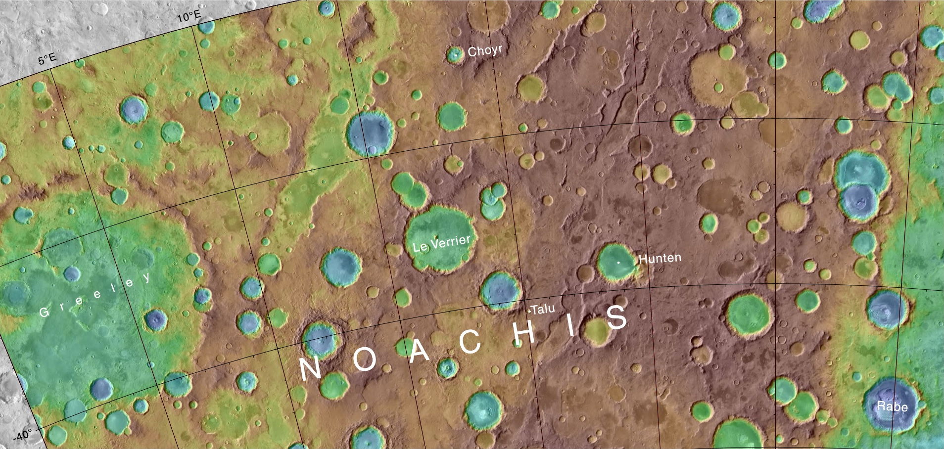 Map showing the location of Rabe Crater and other nearby featur…