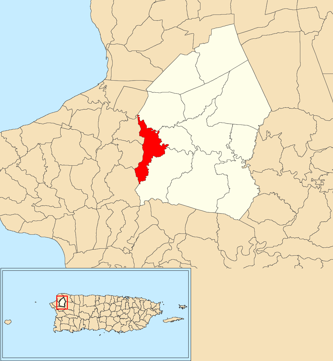 Marías, Moca, Puerto Rico locator map