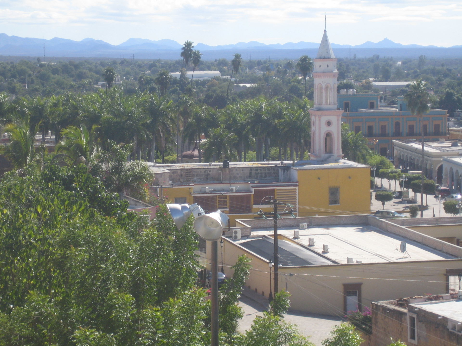 El Fuerte, Sinaloa, church and plaza, seen from the fort.