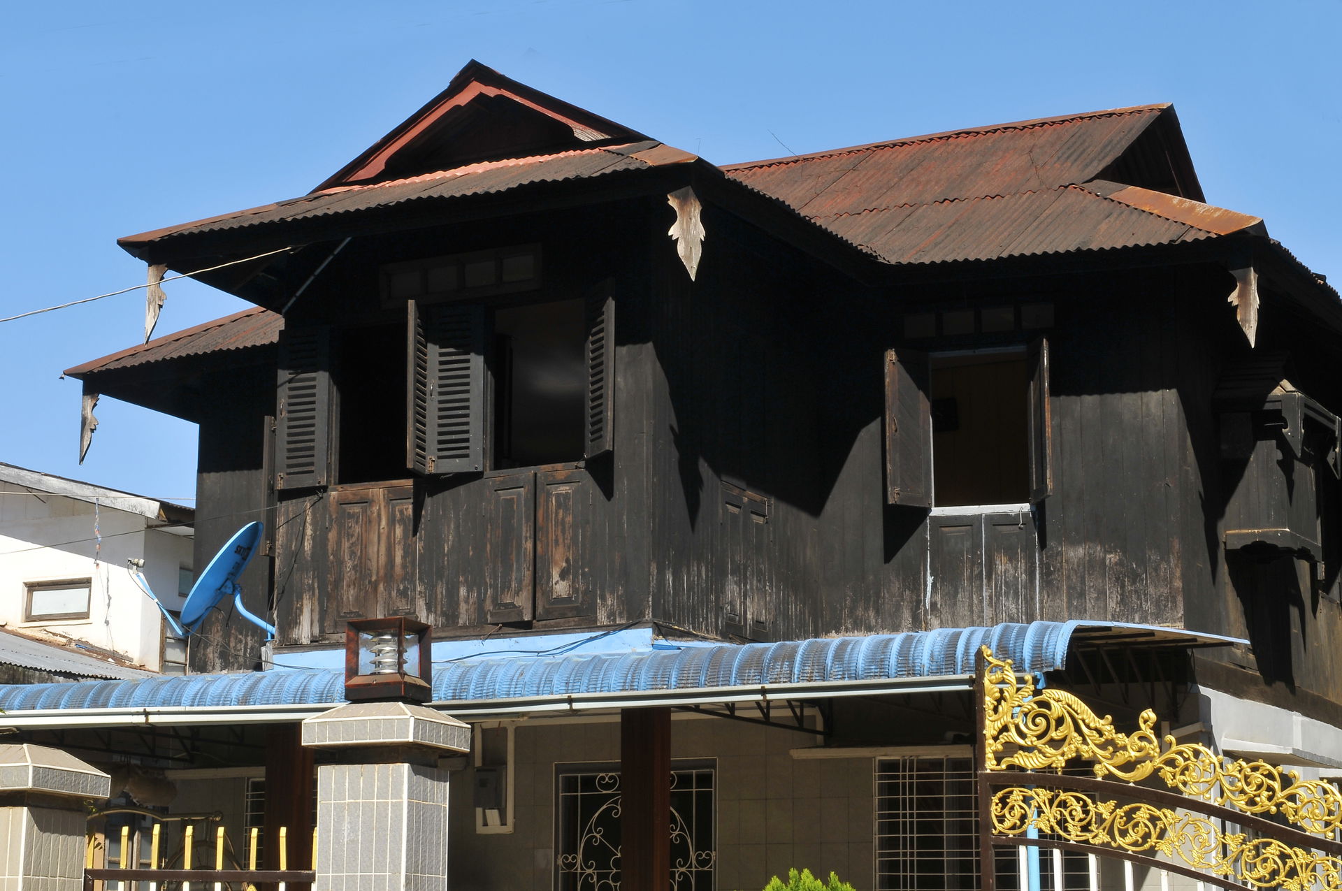 Wooden house. Kyaiikto, Thatom, Mon State, Burma [Myanmar]