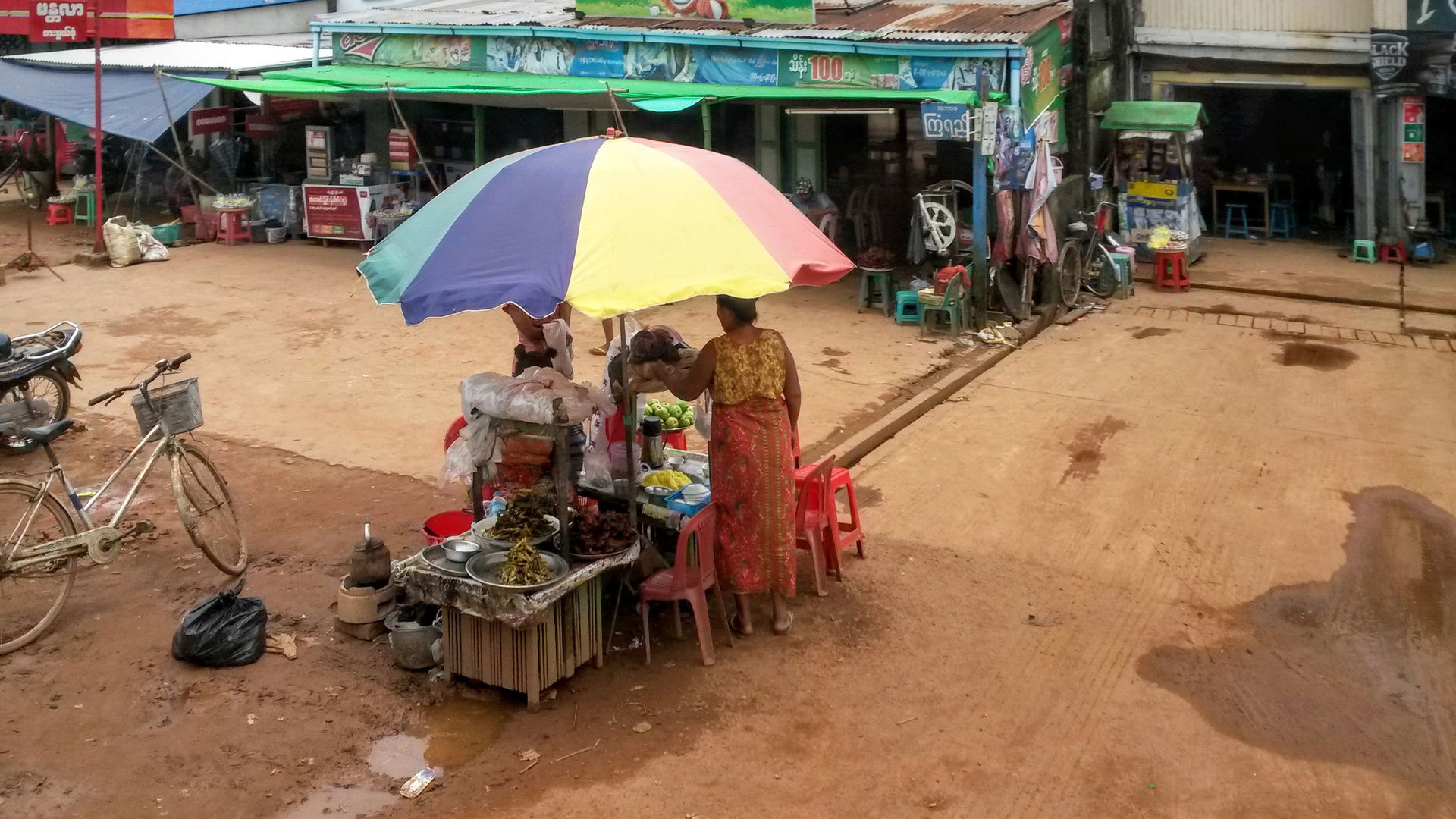 Food stall in Letpadan, Myanmar