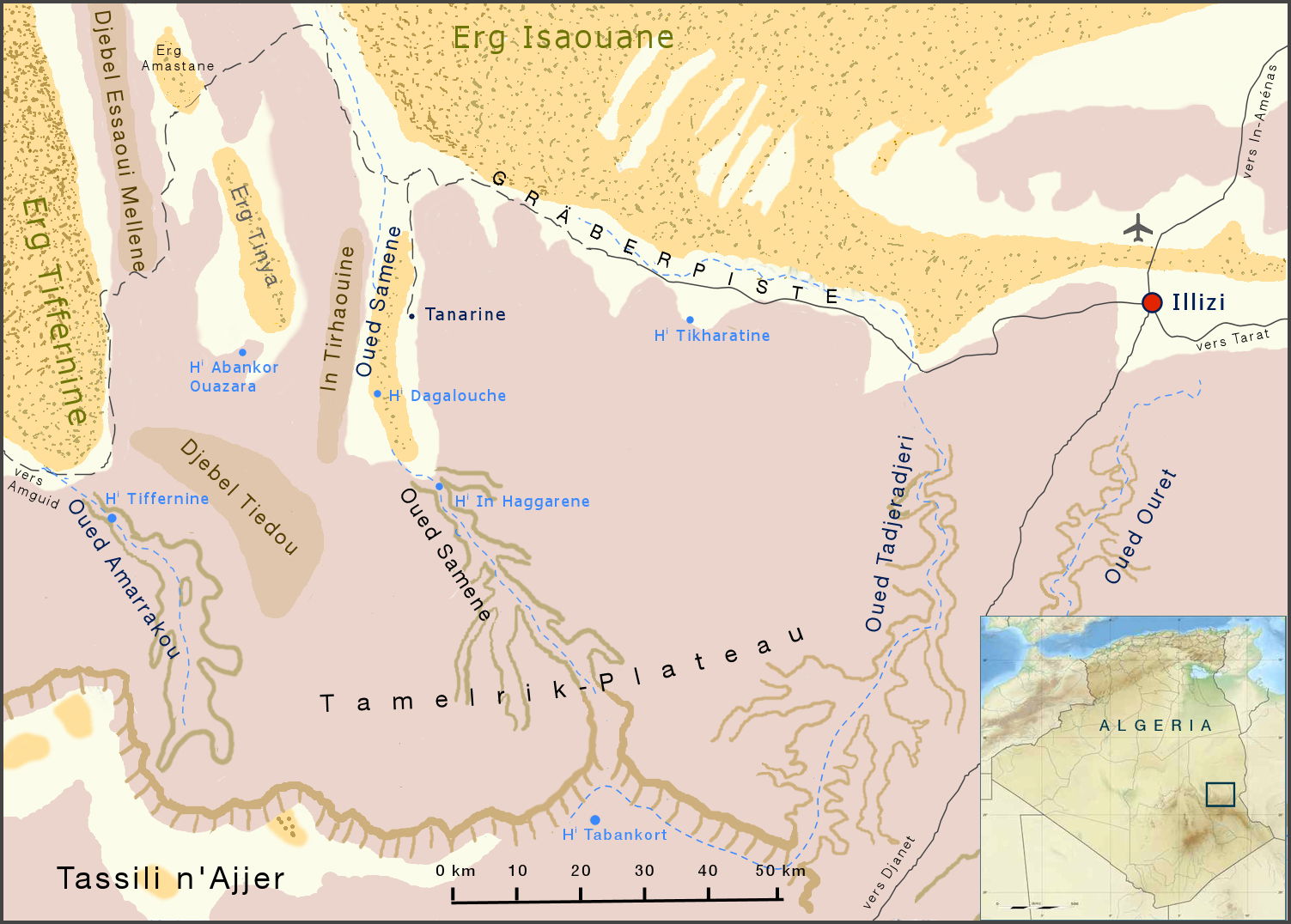 Map Region Illizi - Erg Tiffernine