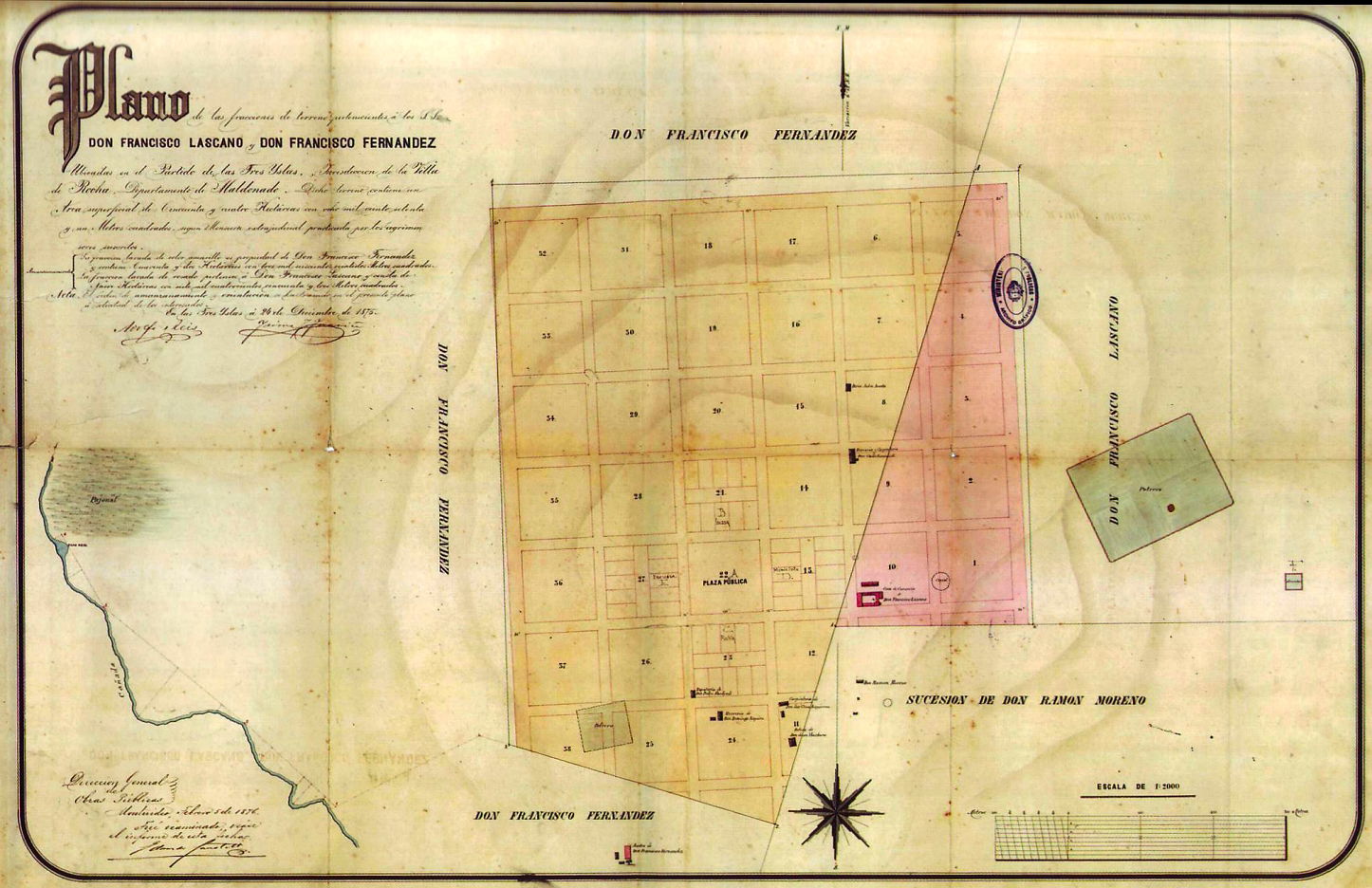 Map of Pueblo Lascano of 1875