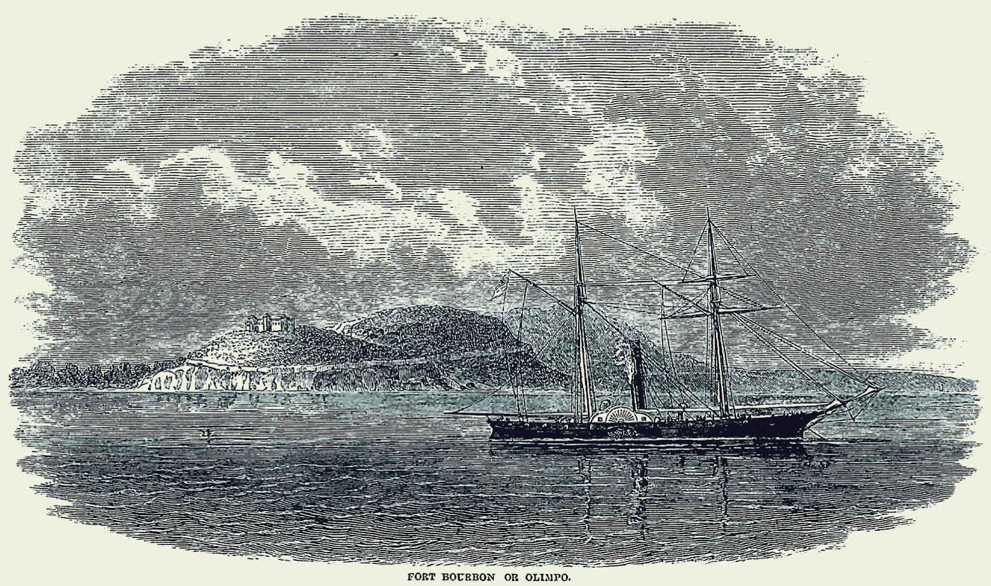 USS Water Witch steams past Fort Olimpo