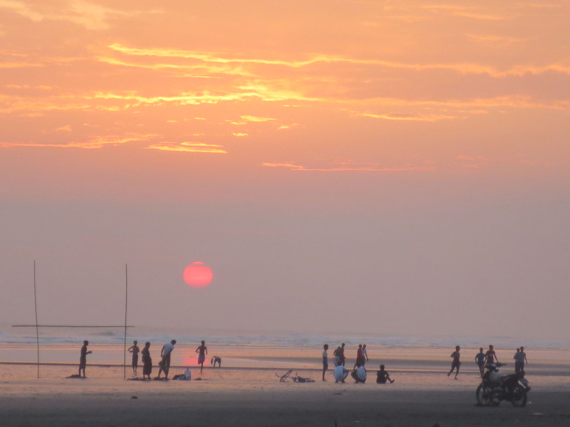 Boys playing Beach-Soccer and watchers at the Sittwe Beach in 2…