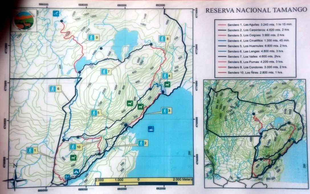 listado oficial de senderos de la reserva nacional Tamago