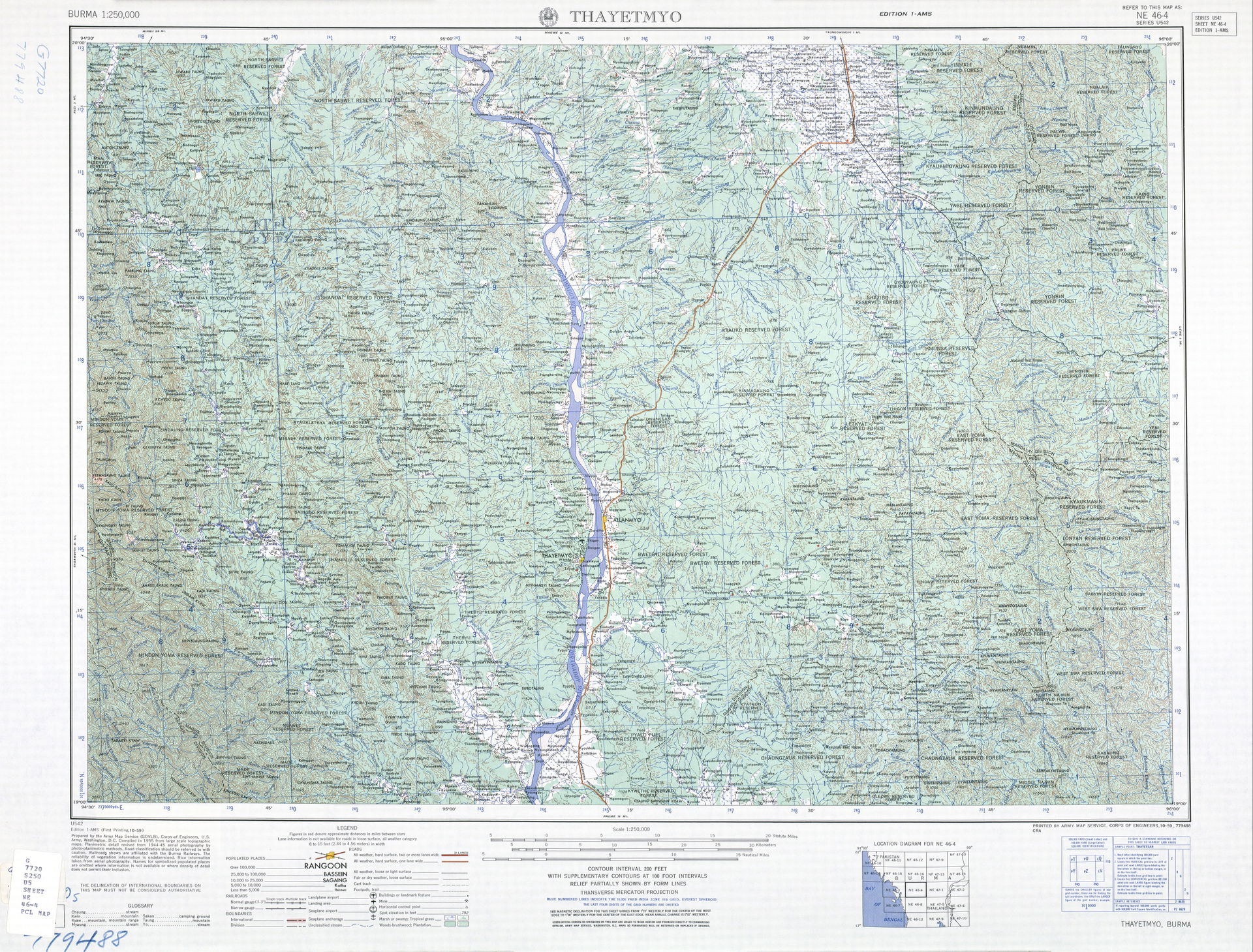 NE 46-4 Thayetmyo - (6.6 MB) - Burma, Series U542, 1:250,000, U…