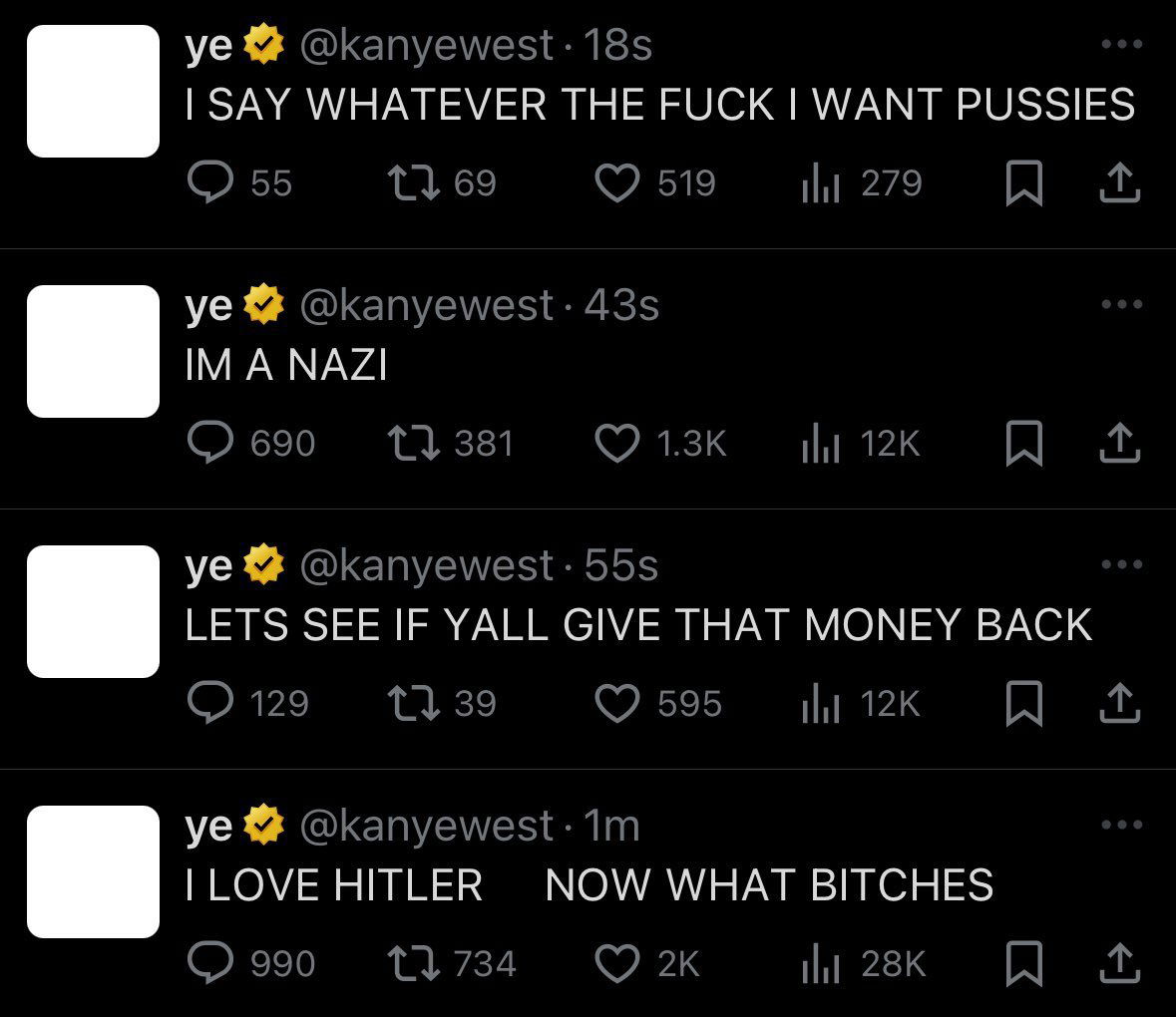 Kanye West’s controversial tweets in February 2025