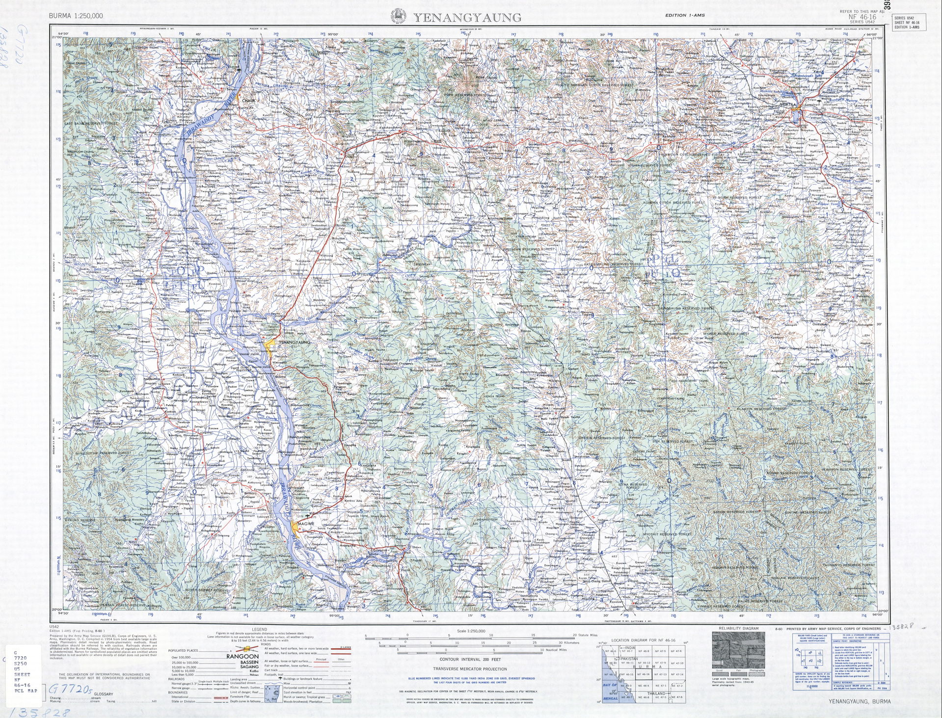 NF 46-16 Yenangyaung - (6.1 MB) - Burma, Series U542, 1:250,000…