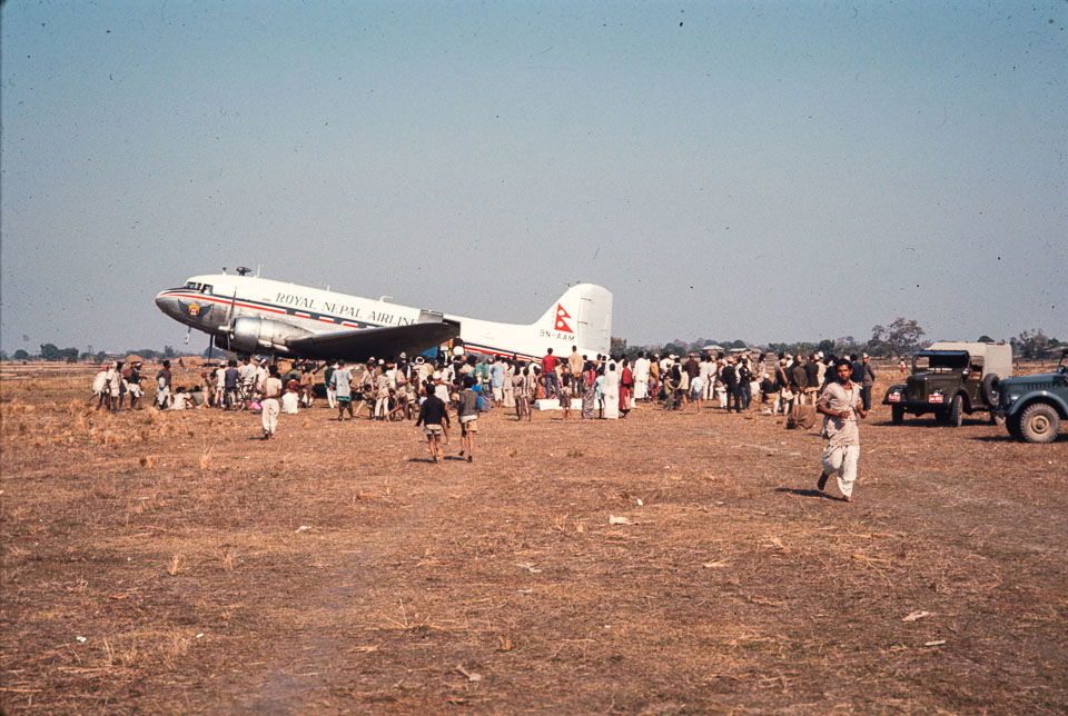 Date: 1967 Location: Bhadrapur, Jhapa Description: RNAC DC-3 lo…