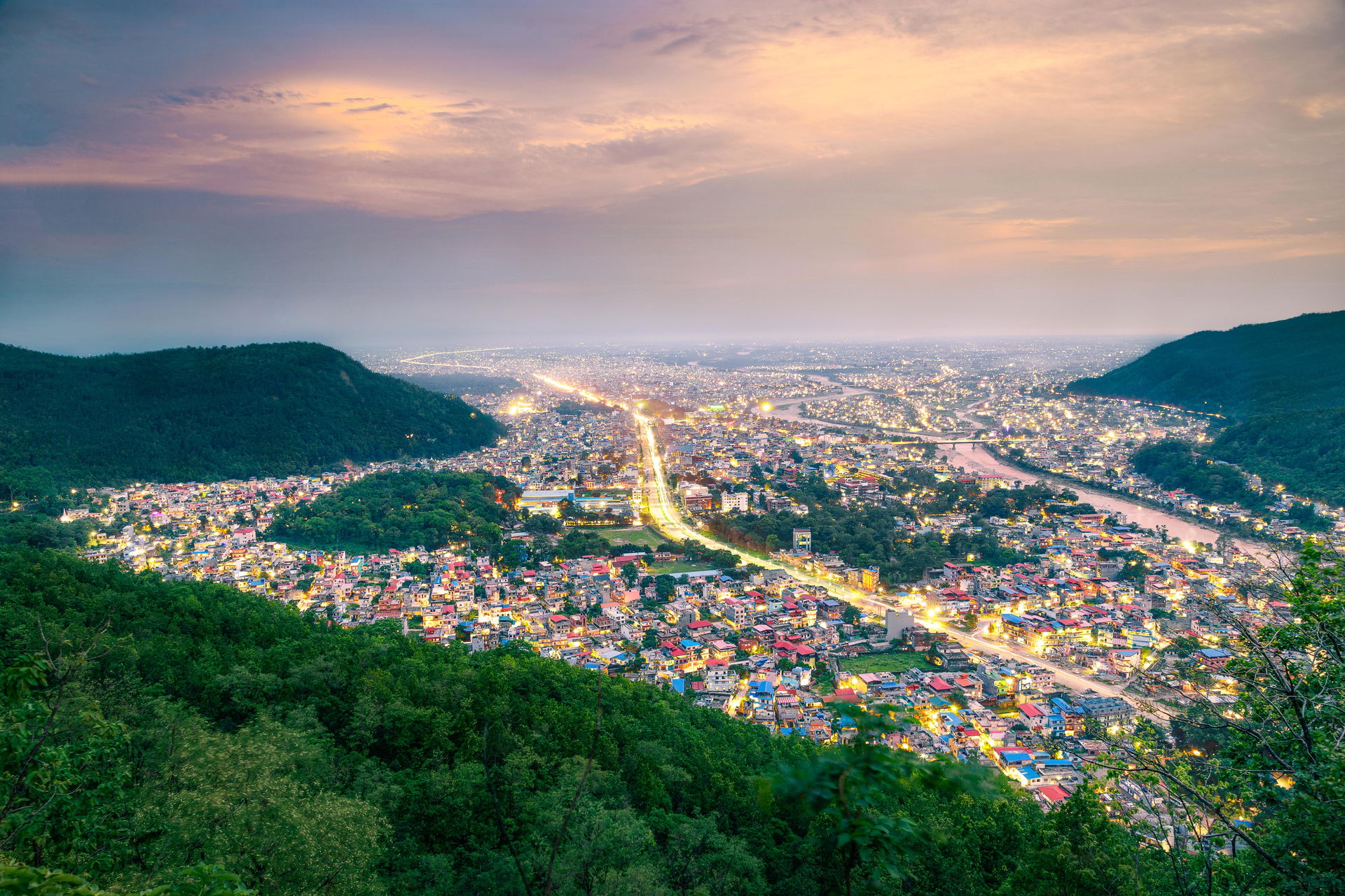 Evening view of Butwal as seen from way to Basantapur, just a h…