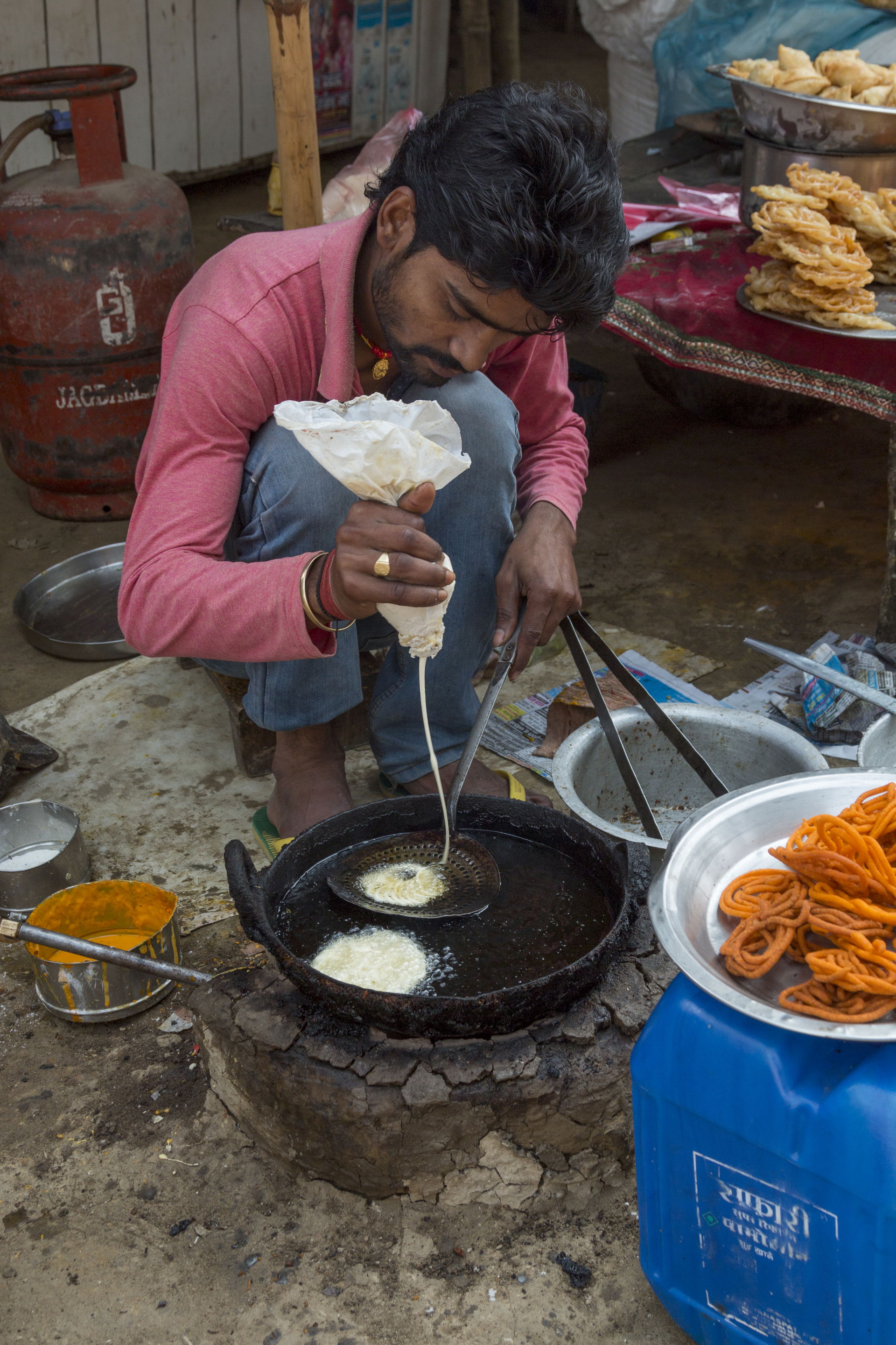 Nepali local food as sweet call Jeri (Jalebi). It cook on hot o…