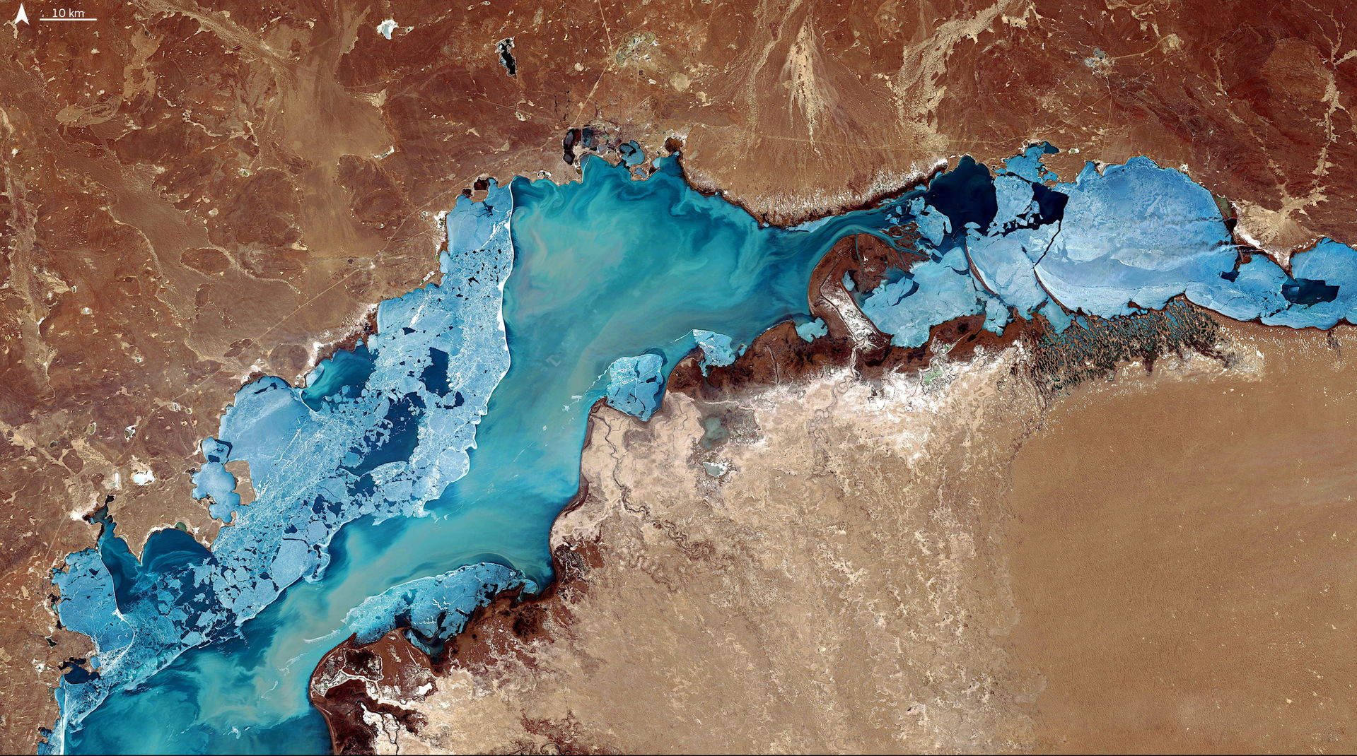 Lake Balkhash, a Ramsar Convention site in Kazakhstan, is a cru…
