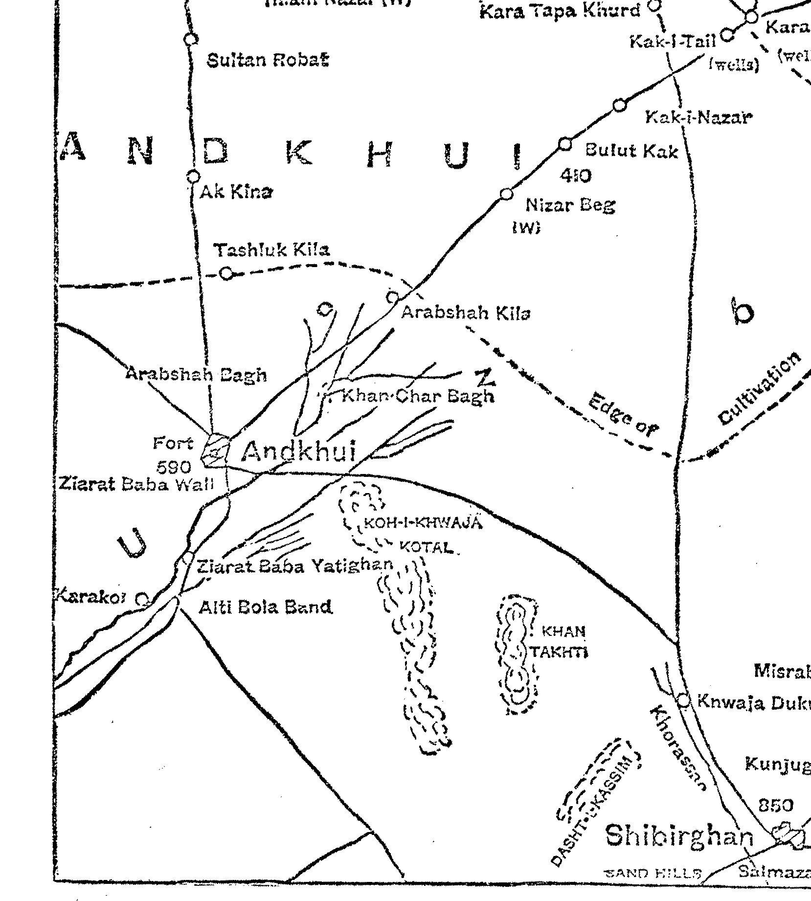 1886 map of Andkhoy District (Afghanistan) from a map of the Kh…