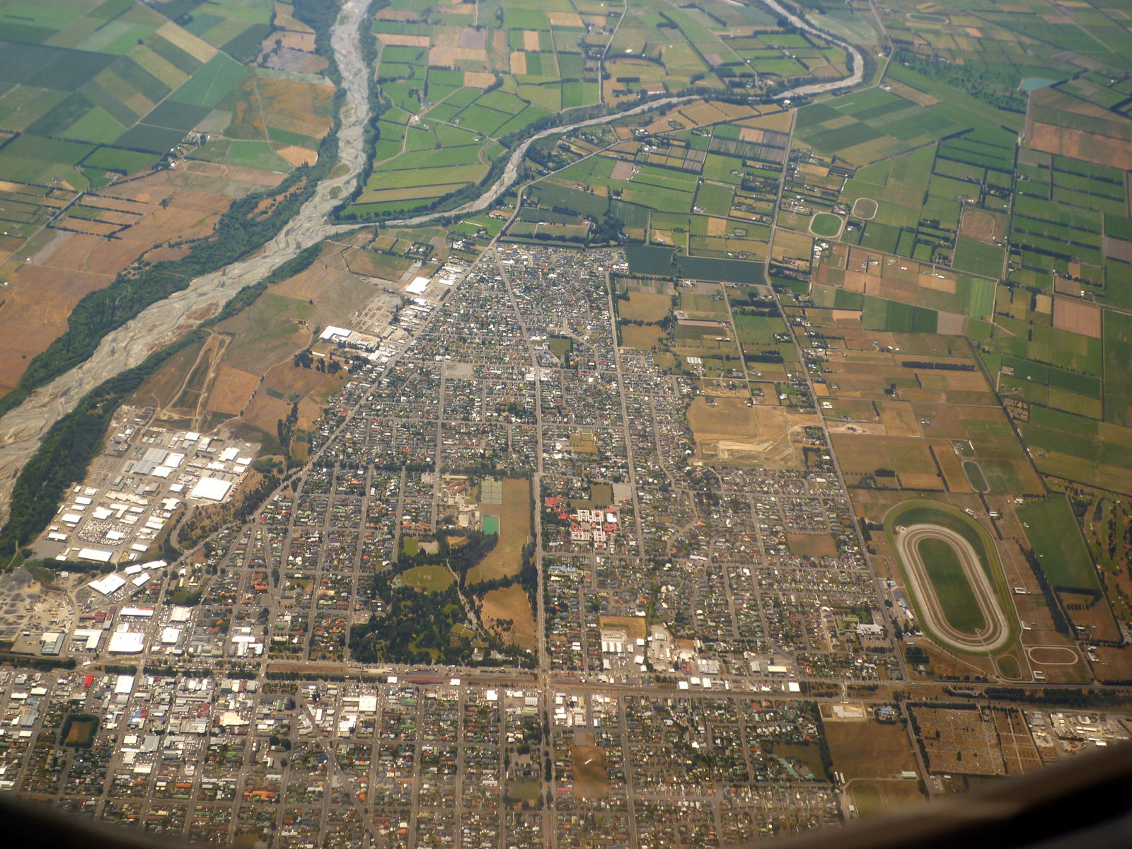 Aerial view of Ashburton, Canterbury, South Island, New Zealand…