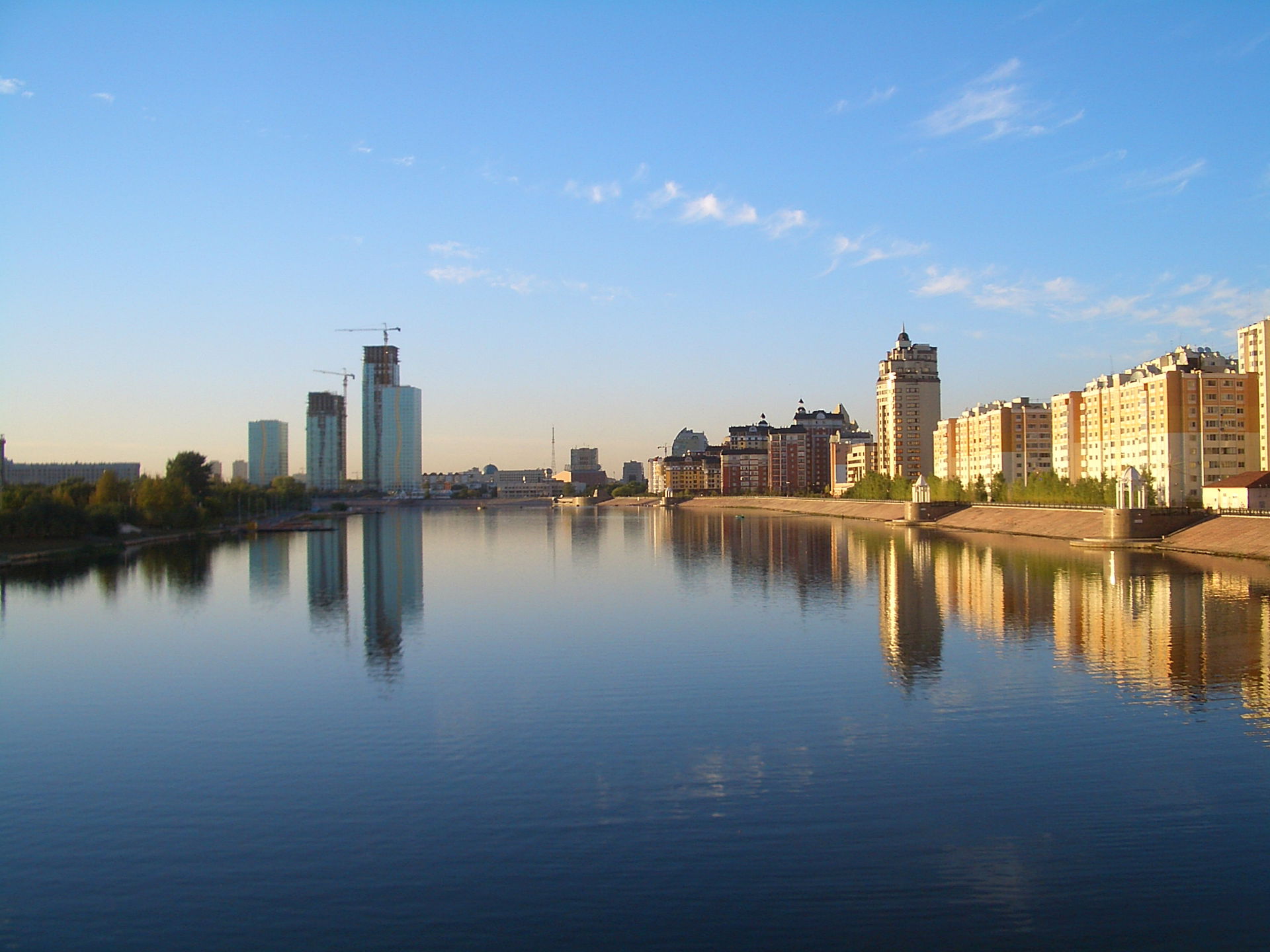 The wide expanse of the Ishim River (dammed a bit downstream, t…