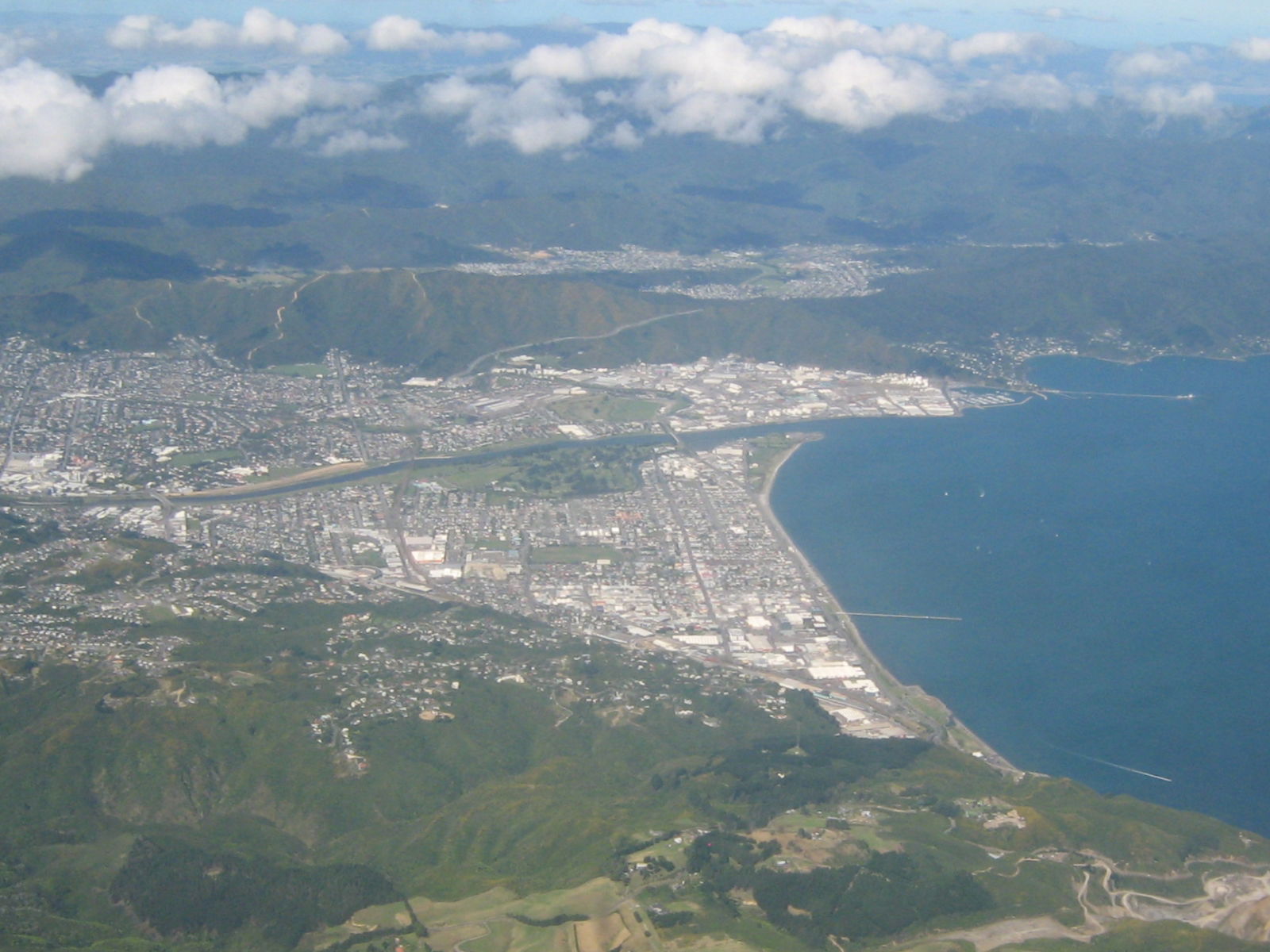 Lower Hutt in New Zealand. Looking eastwards from a flight to A…