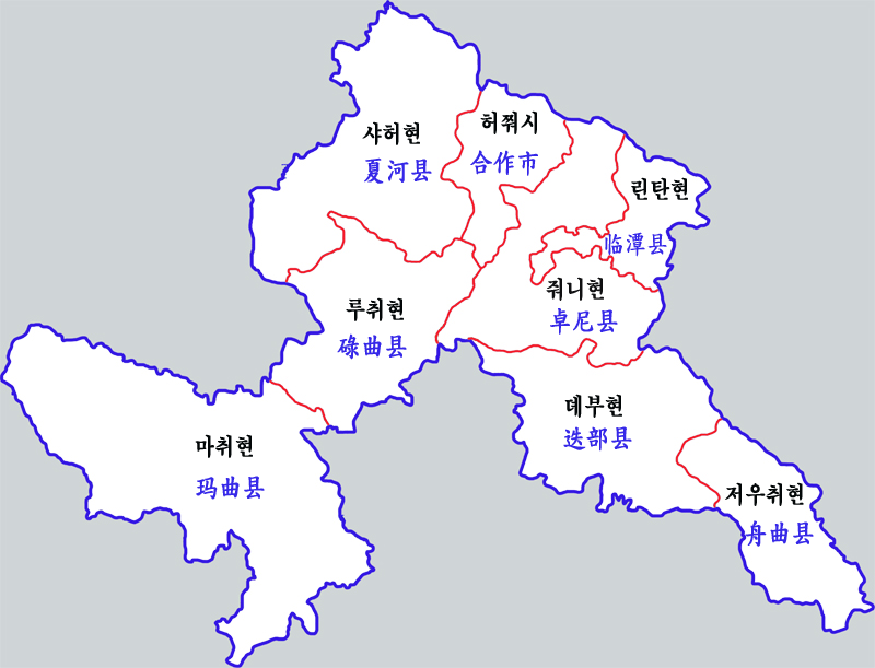 간난티베트족자치주 현급구역