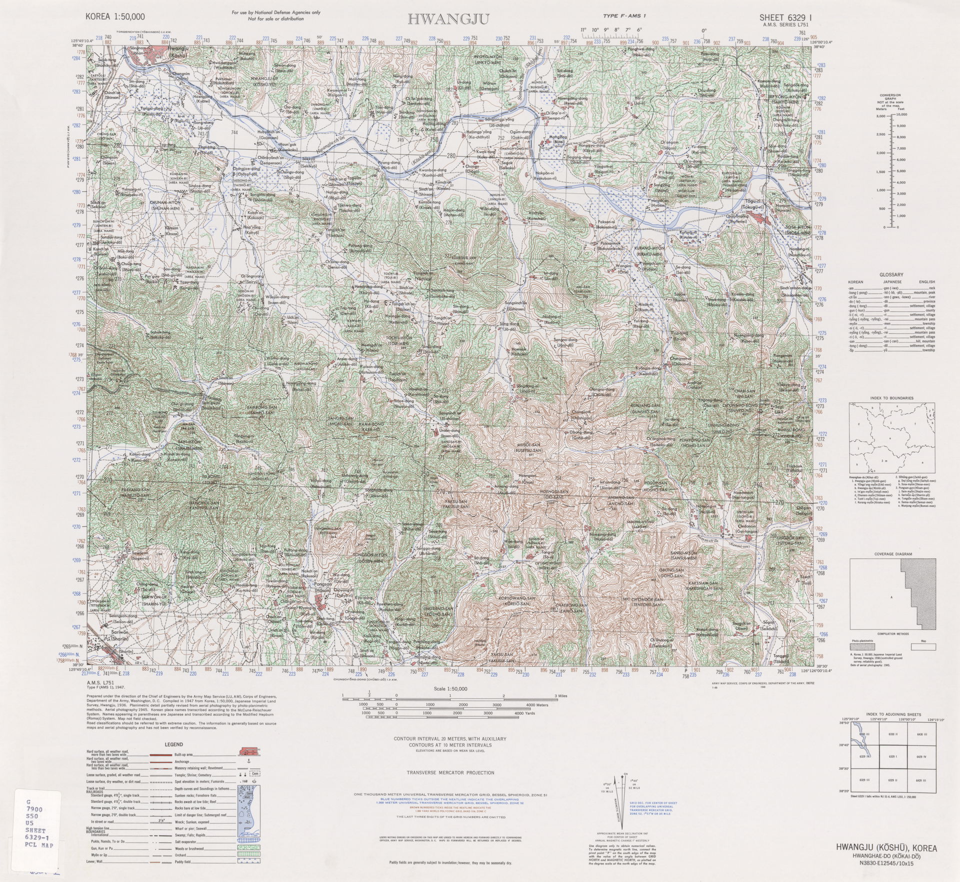 Hwangju - Sheet 6329 I, 1:50,000 (9.3 MB) - Korea, Series L751,…