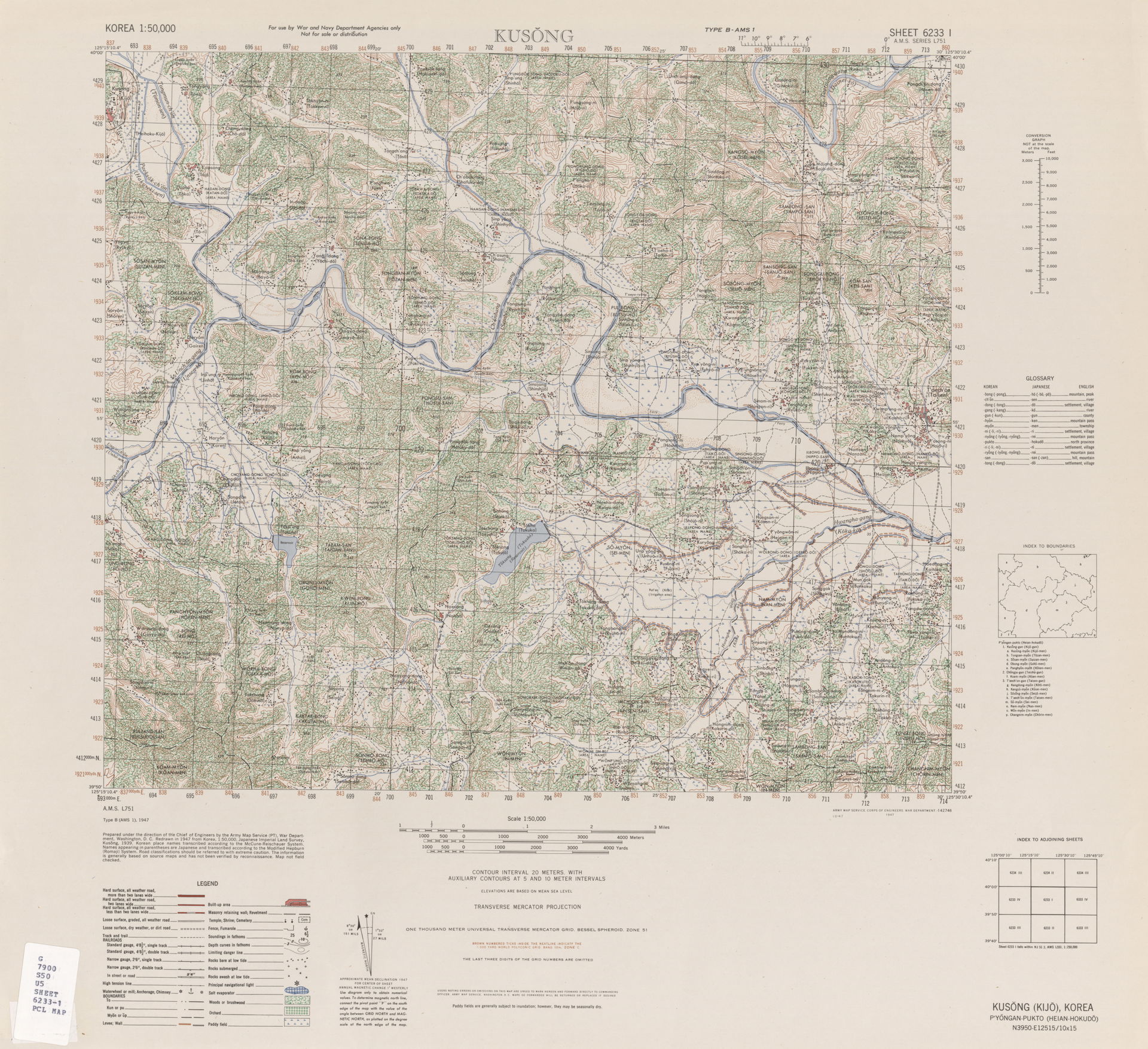 Kusong - Sheet 6233 I, 1:50,000 (8.5 MB) - Korea, Series L751, …