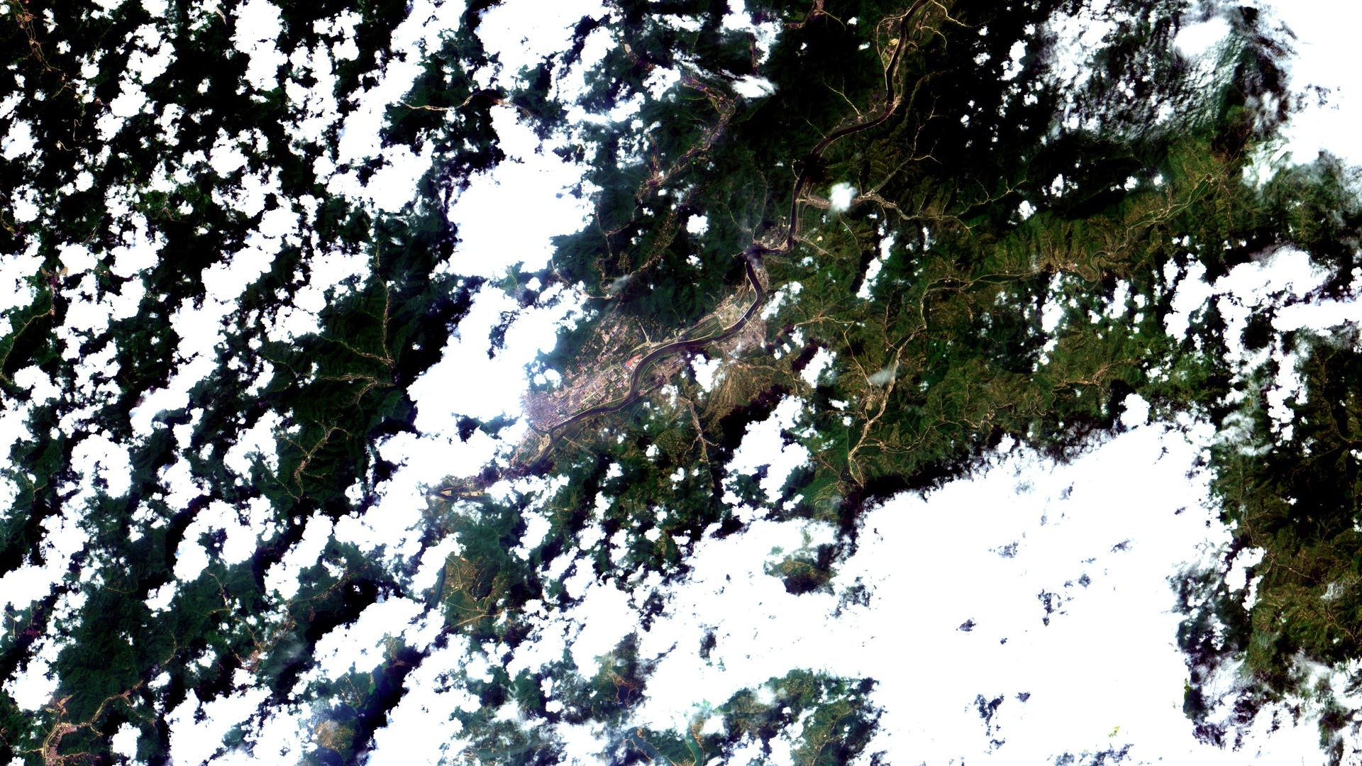 Manpo, Coréia do Norte, ontem. A área urbana de Manpo aparece e…