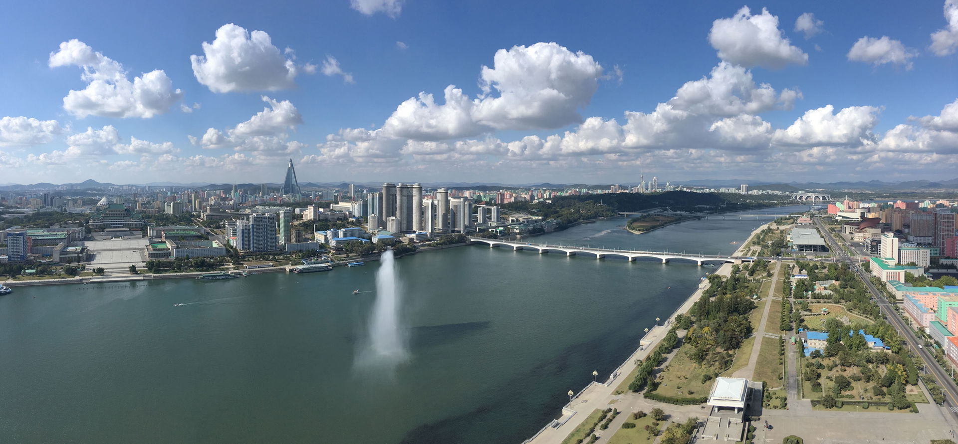 Panoramic view from Juche Tower in Pyongyang.