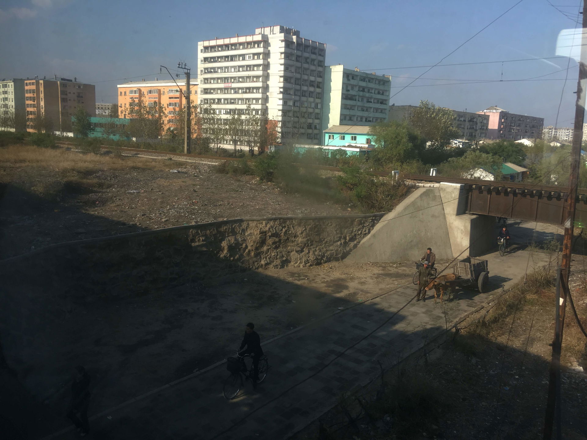View from a train coming from Pyongyang in Sinuiju.