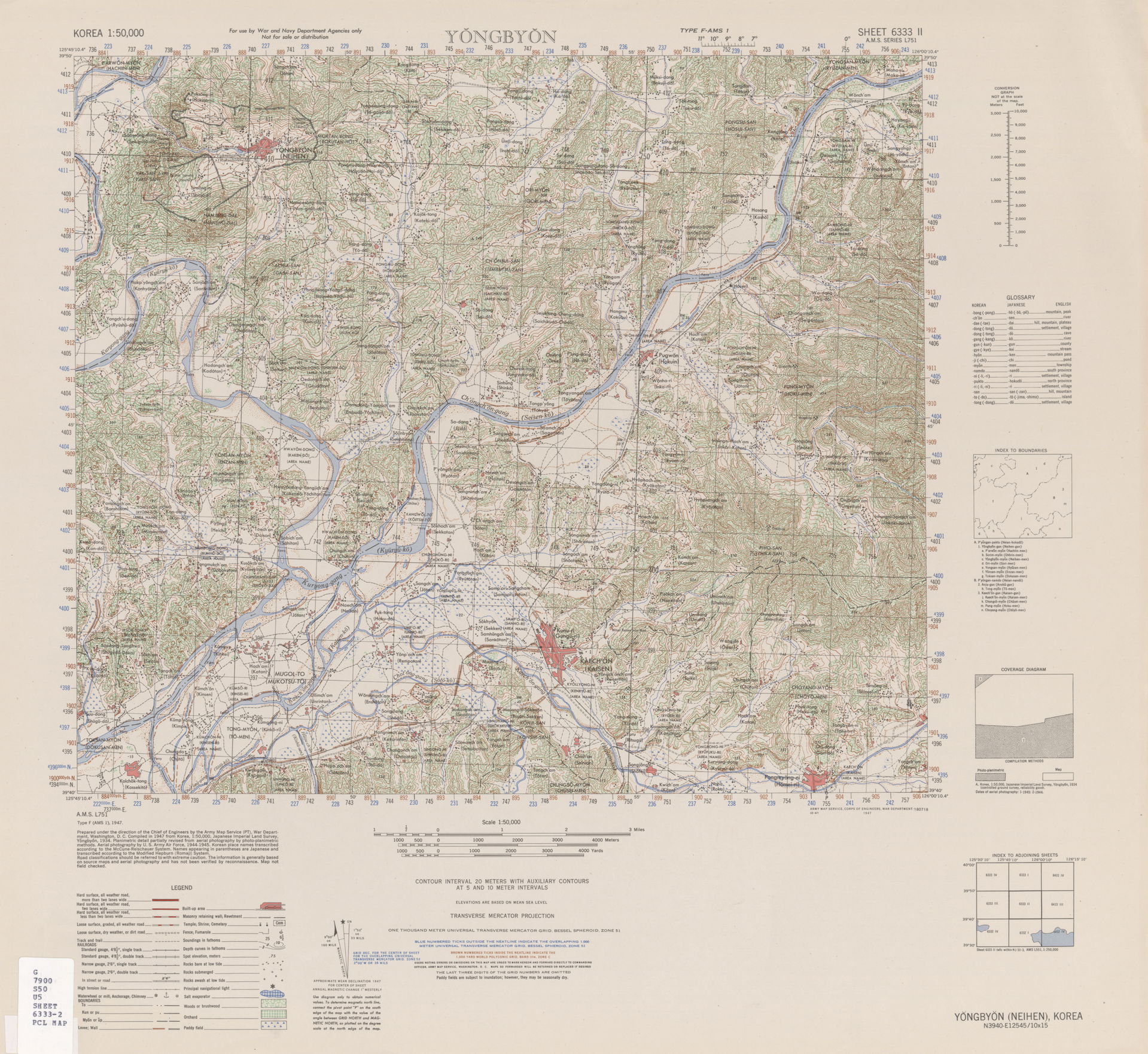 Yongbyon - Sheet 6333 II, 1:50,000 (8.4 MB) - Korea, Series L75…