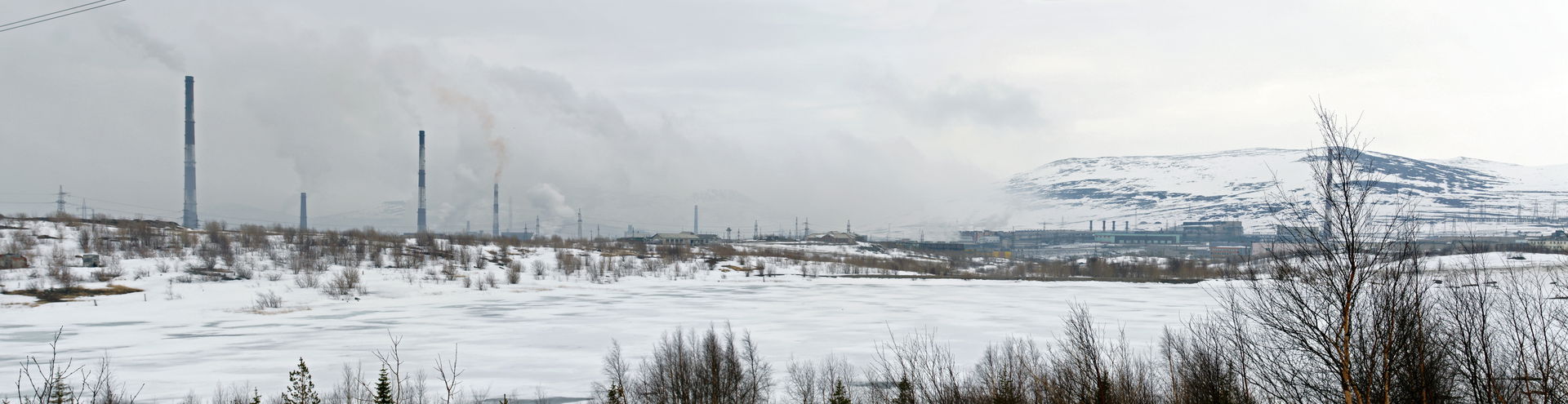 Panorama of factories in Monchegorsk.