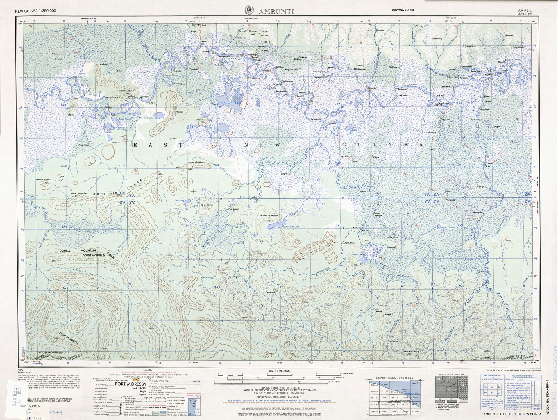 SB 54-4 Ambunti - (4.5 MB) - New Guinea, Series T504, 1:250,000…
