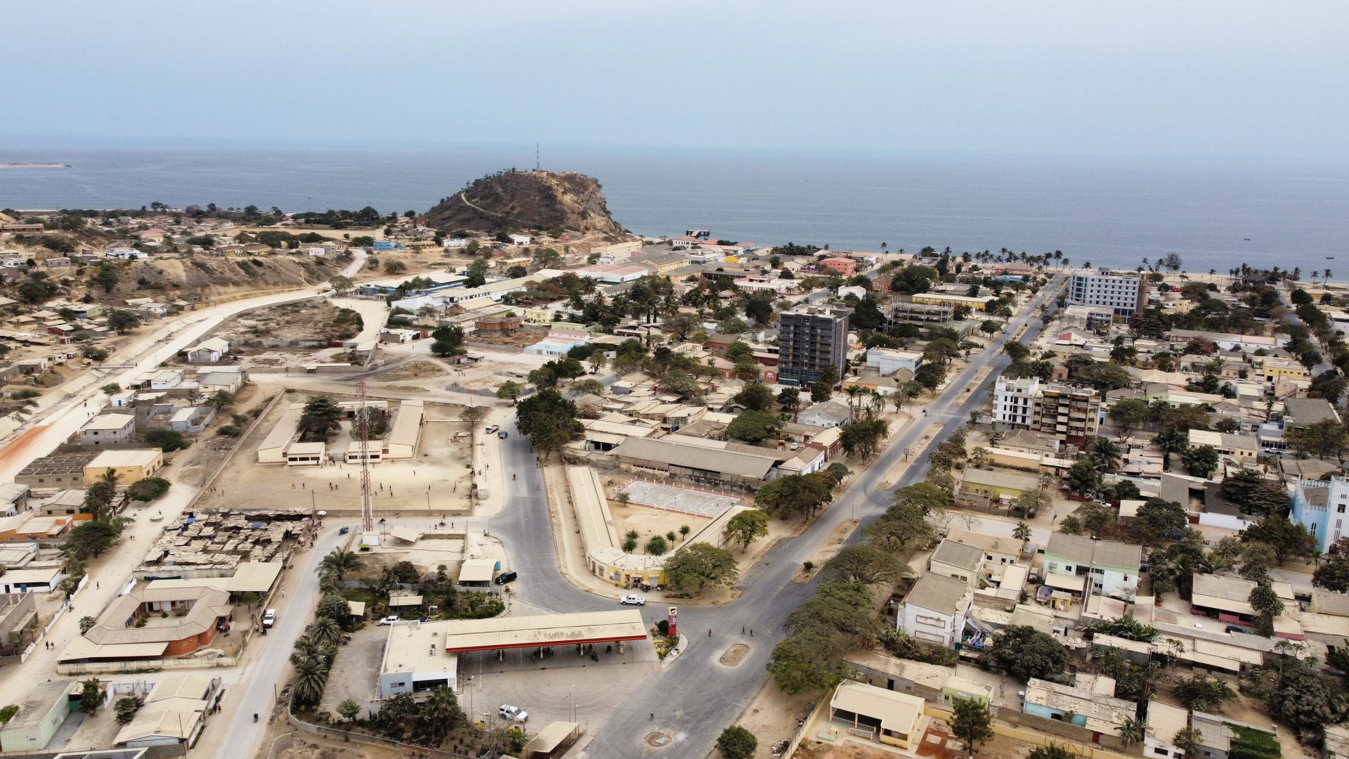 City of Porto Amboim topside view from the municipal Hospital t…