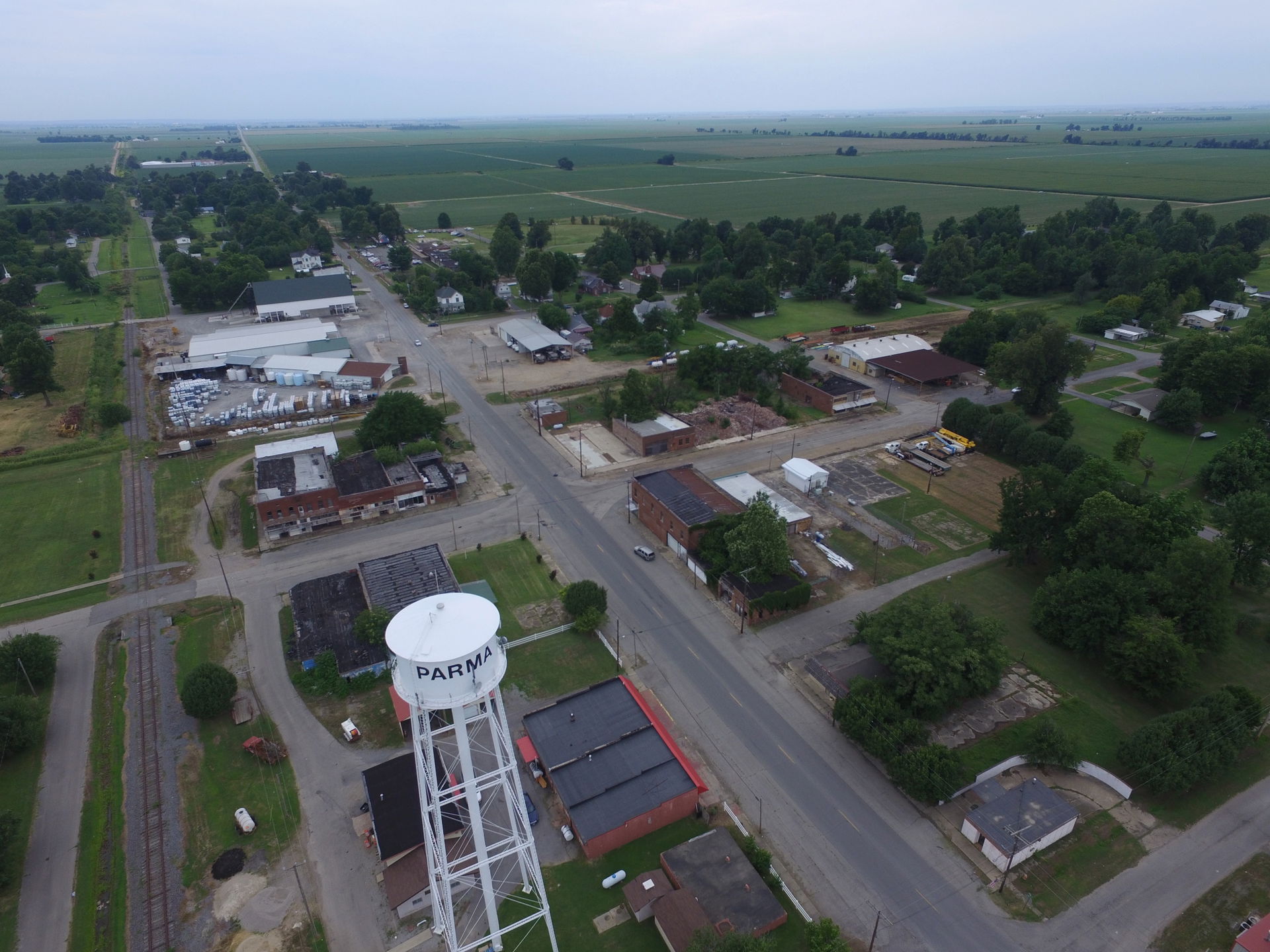 Drone photo of Downtown Parma